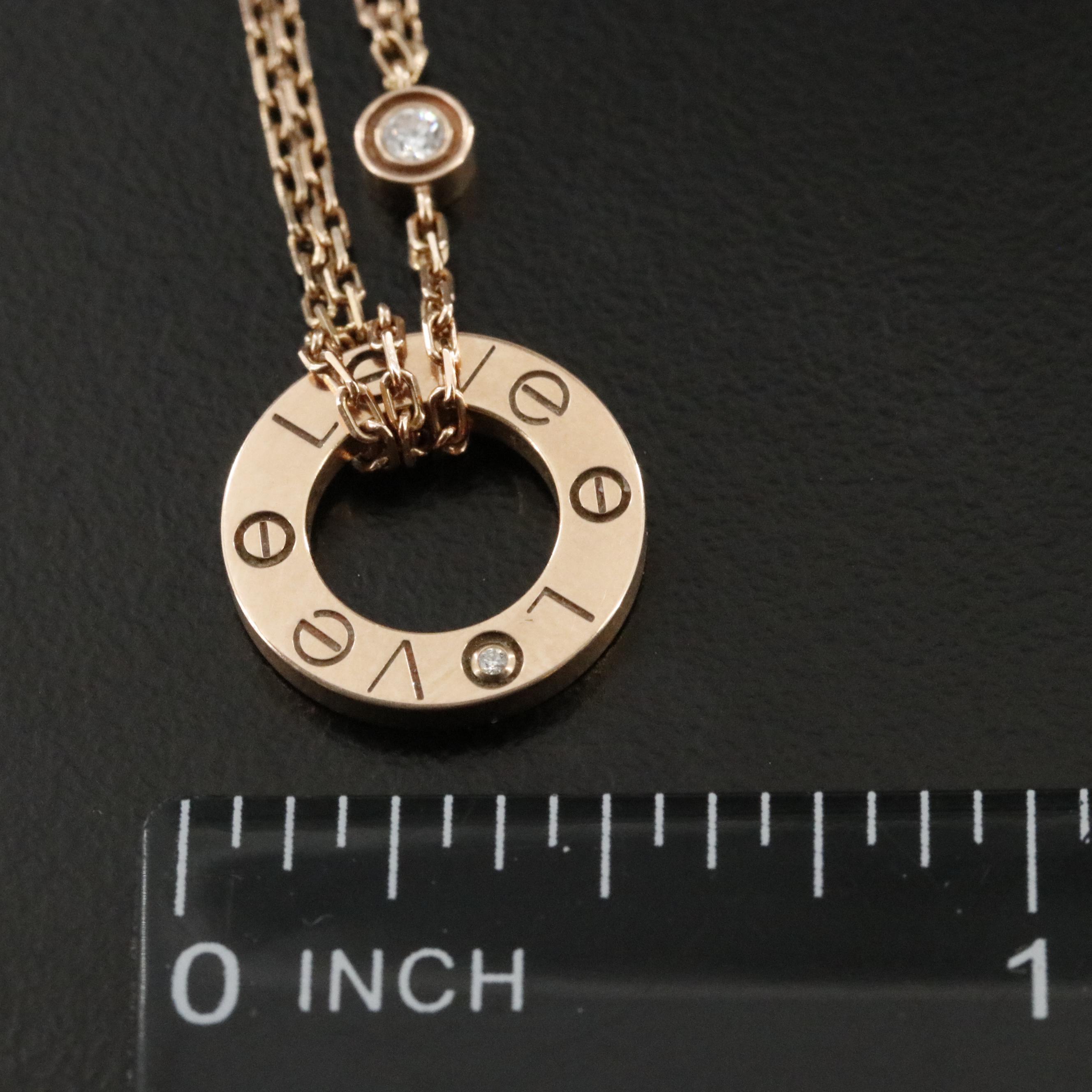 Cartier LOVE 18K Rose Gold Diamond Accented Necklace