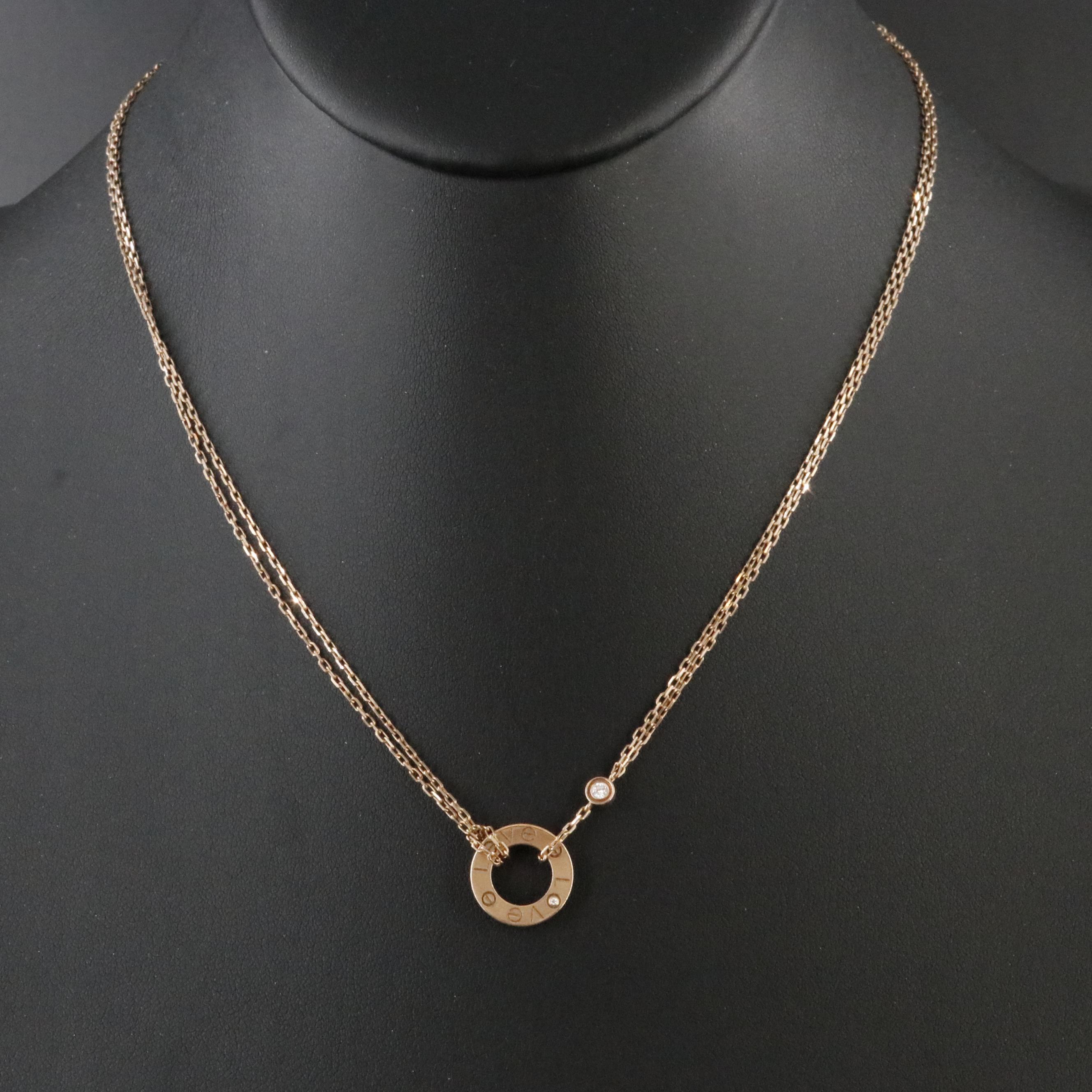 Cartier LOVE 18K Rose Gold Diamond Accented Necklace