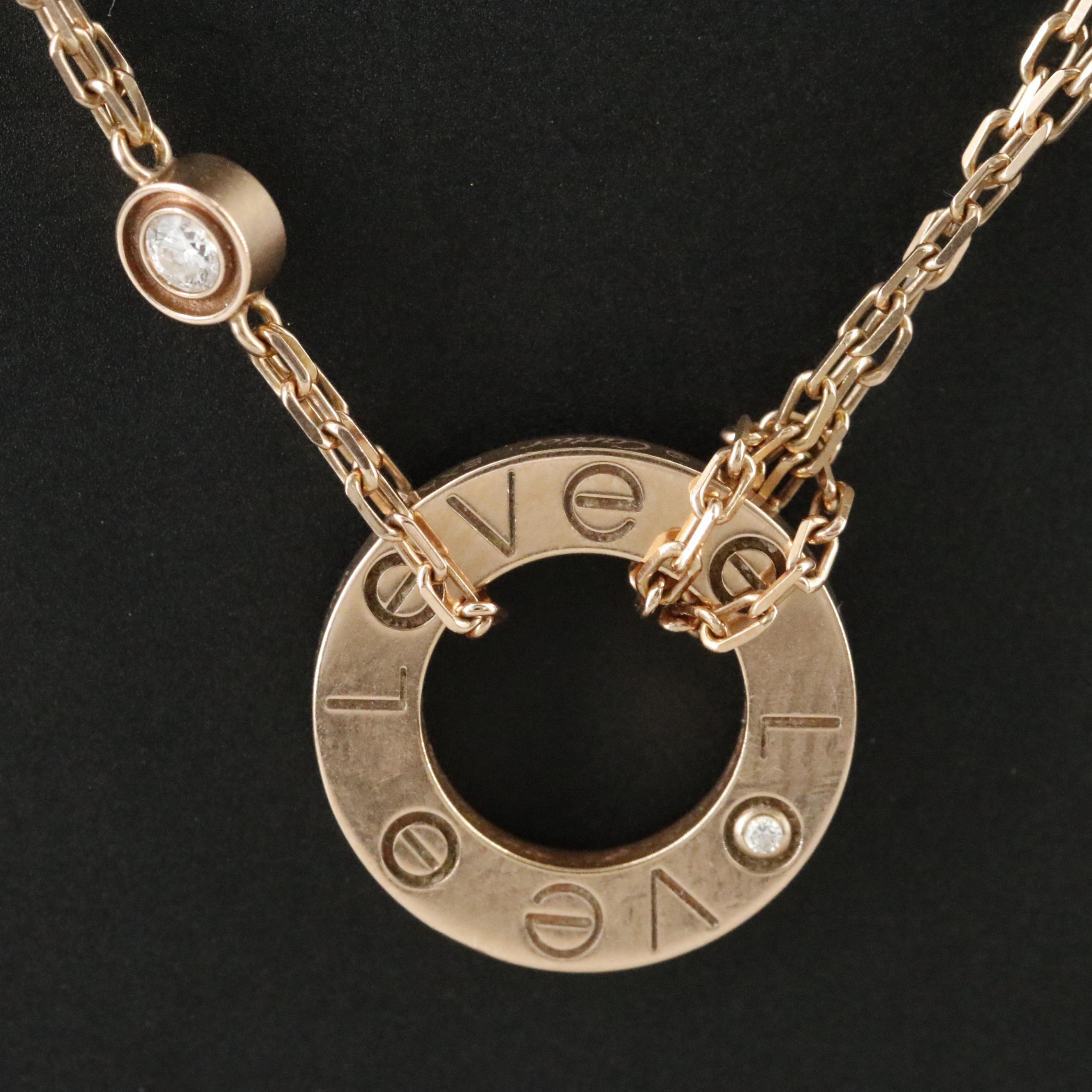 Cartier LOVE 18K Rose Gold Diamond Accented Necklace