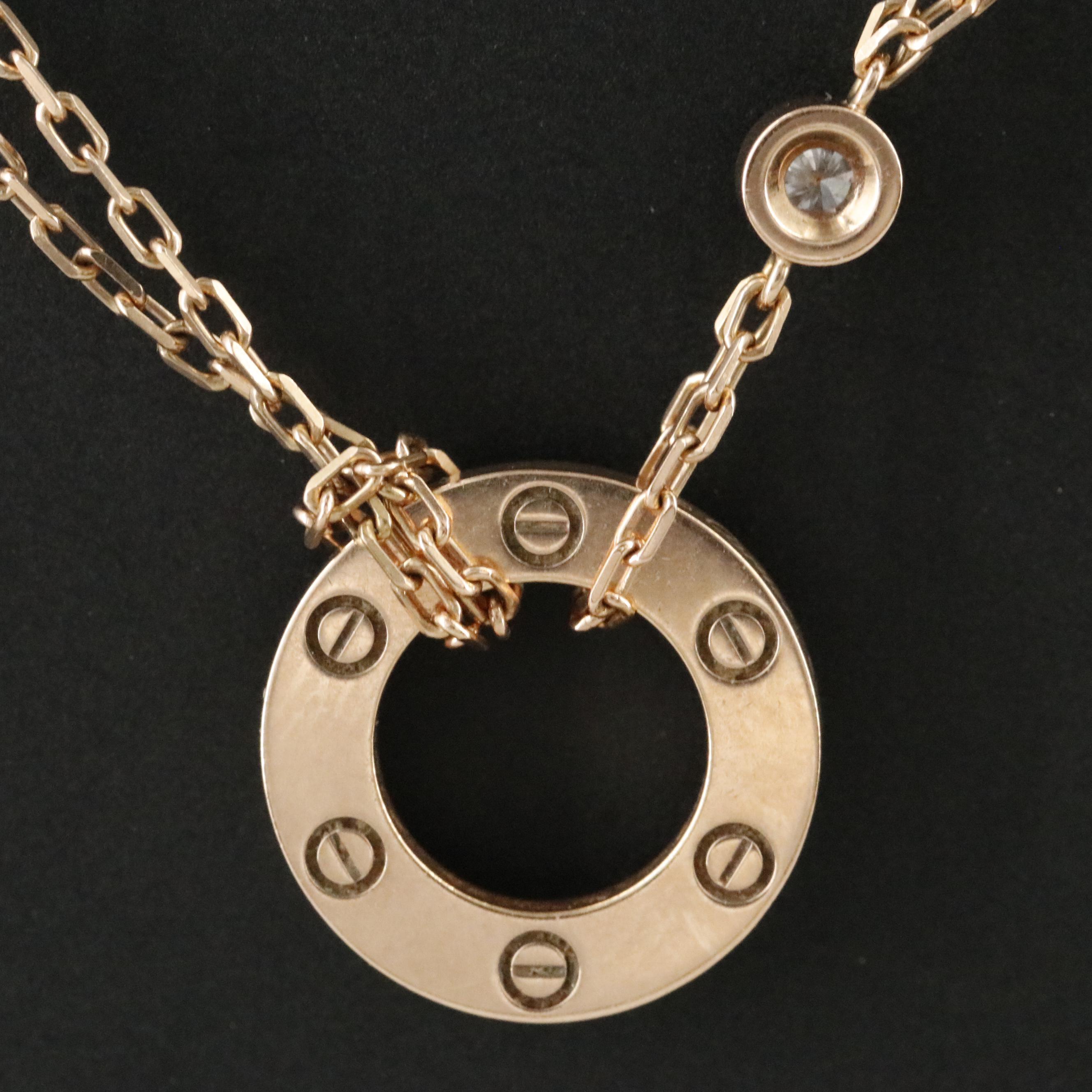 Cartier LOVE 18K Rose Gold Diamond Accented Necklace