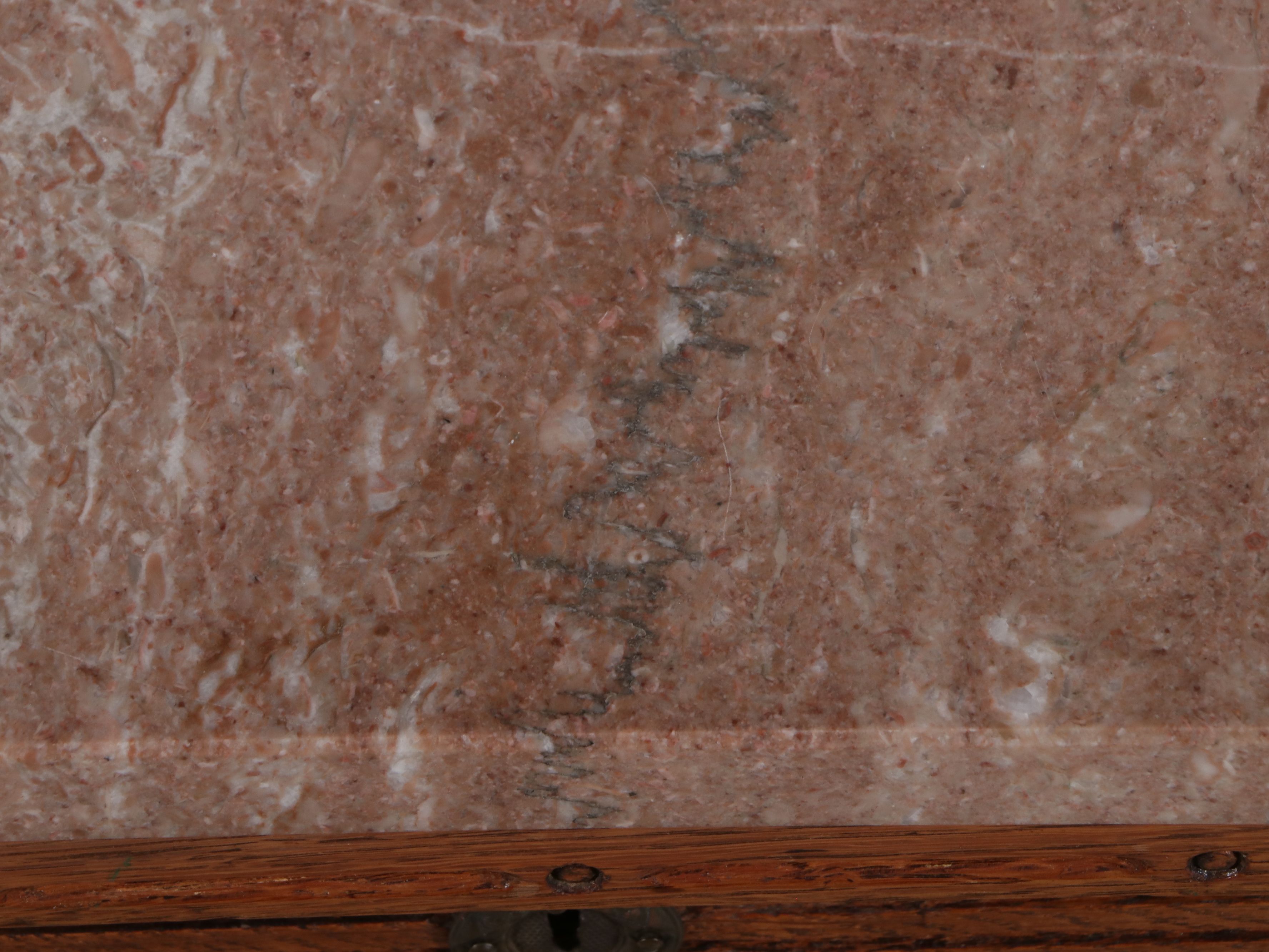 Eastlake Style Marble Top Oak Washstand, Late 19th Century
