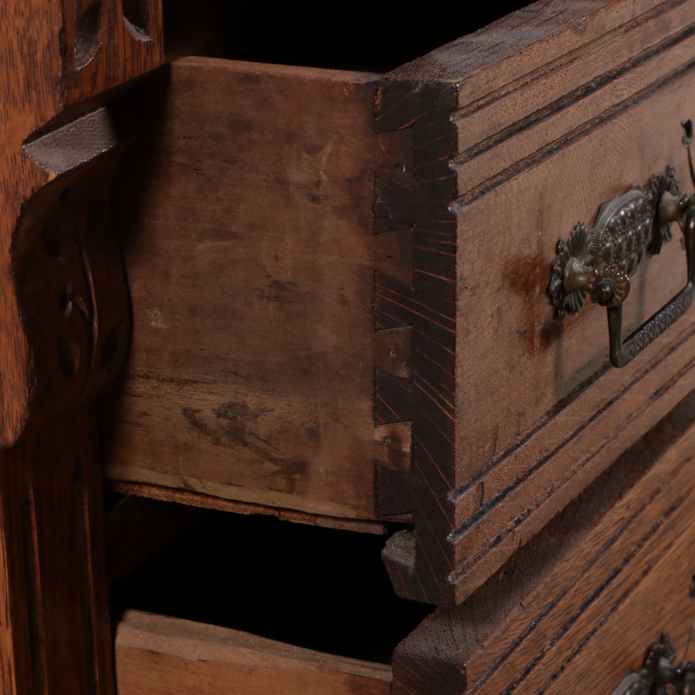 Eastlake Style Marble Top Oak Washstand, Late 19th Century