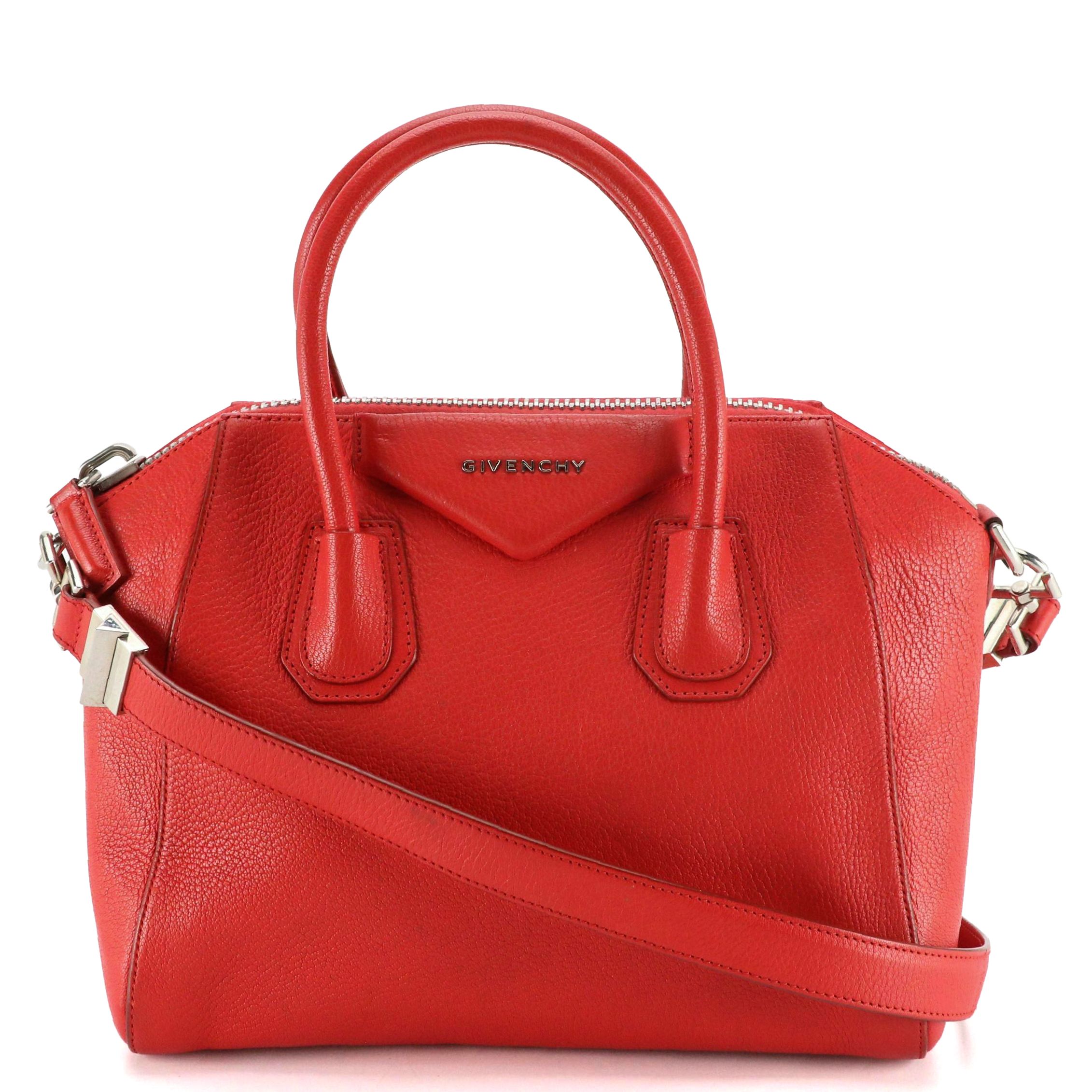 Givenchy Small Antigona Two-Way Bag in Red Grained Goatskin Leather