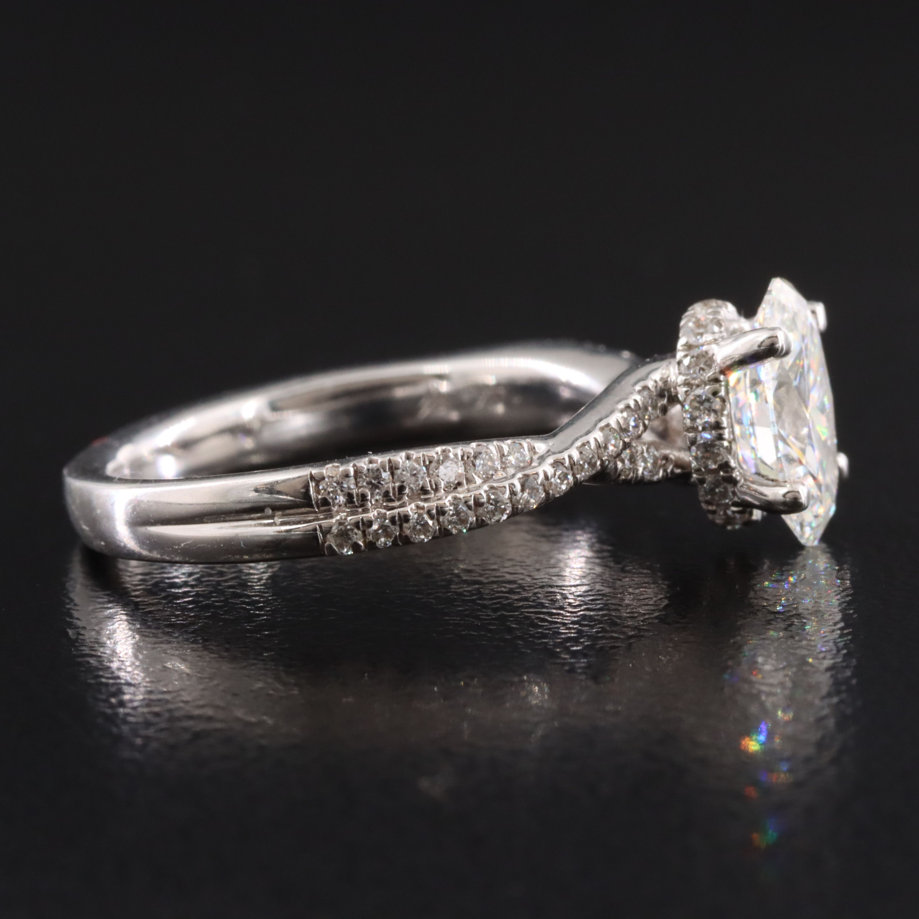 14K 1.34 CTW Lab Grown Diamond Twist Ring with Online IGI Report