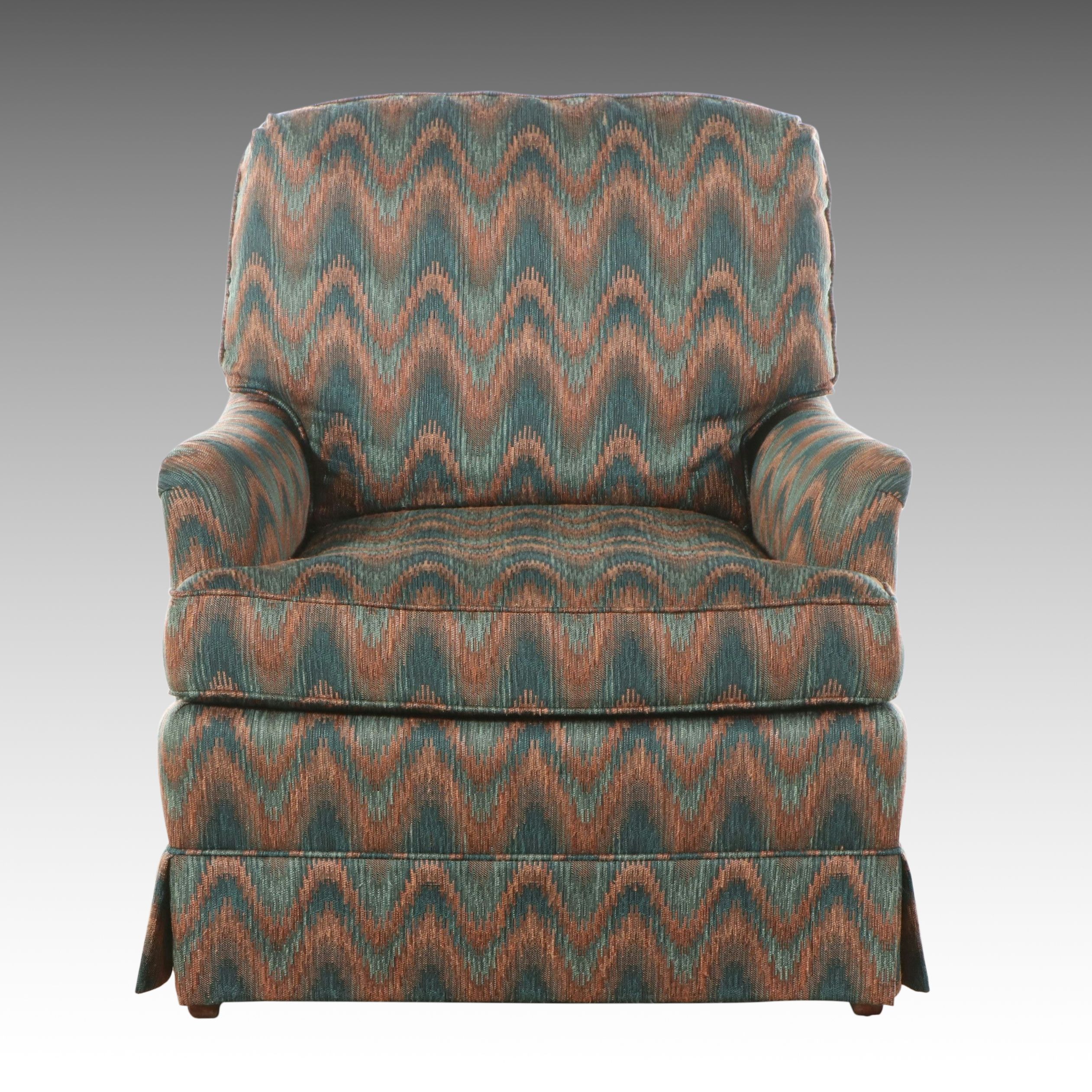 C.R. Laine Flamestitch Pattern Upholstered Club Chair