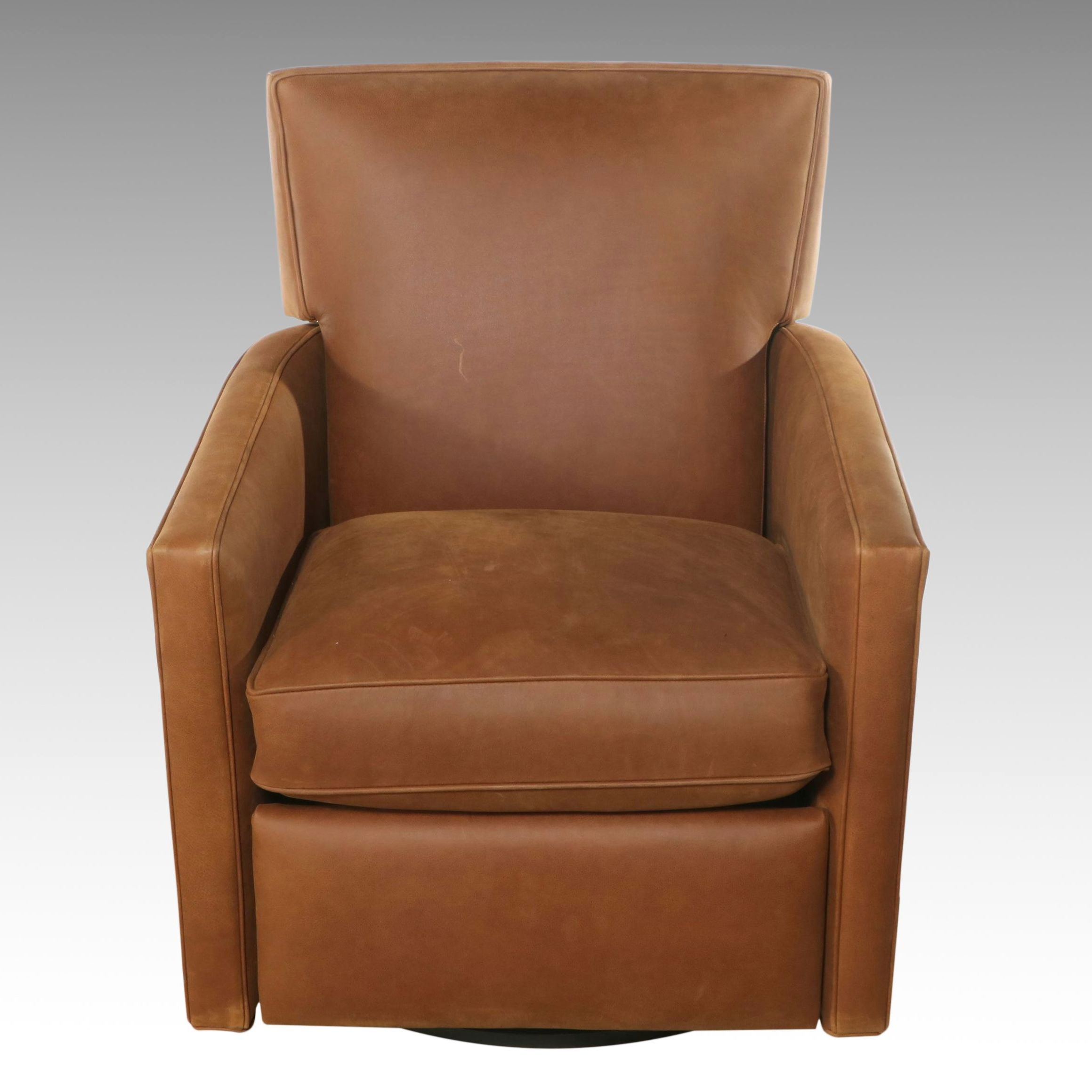 Arhaus Contemporary "Pecan" Leather Upholstered Recliner