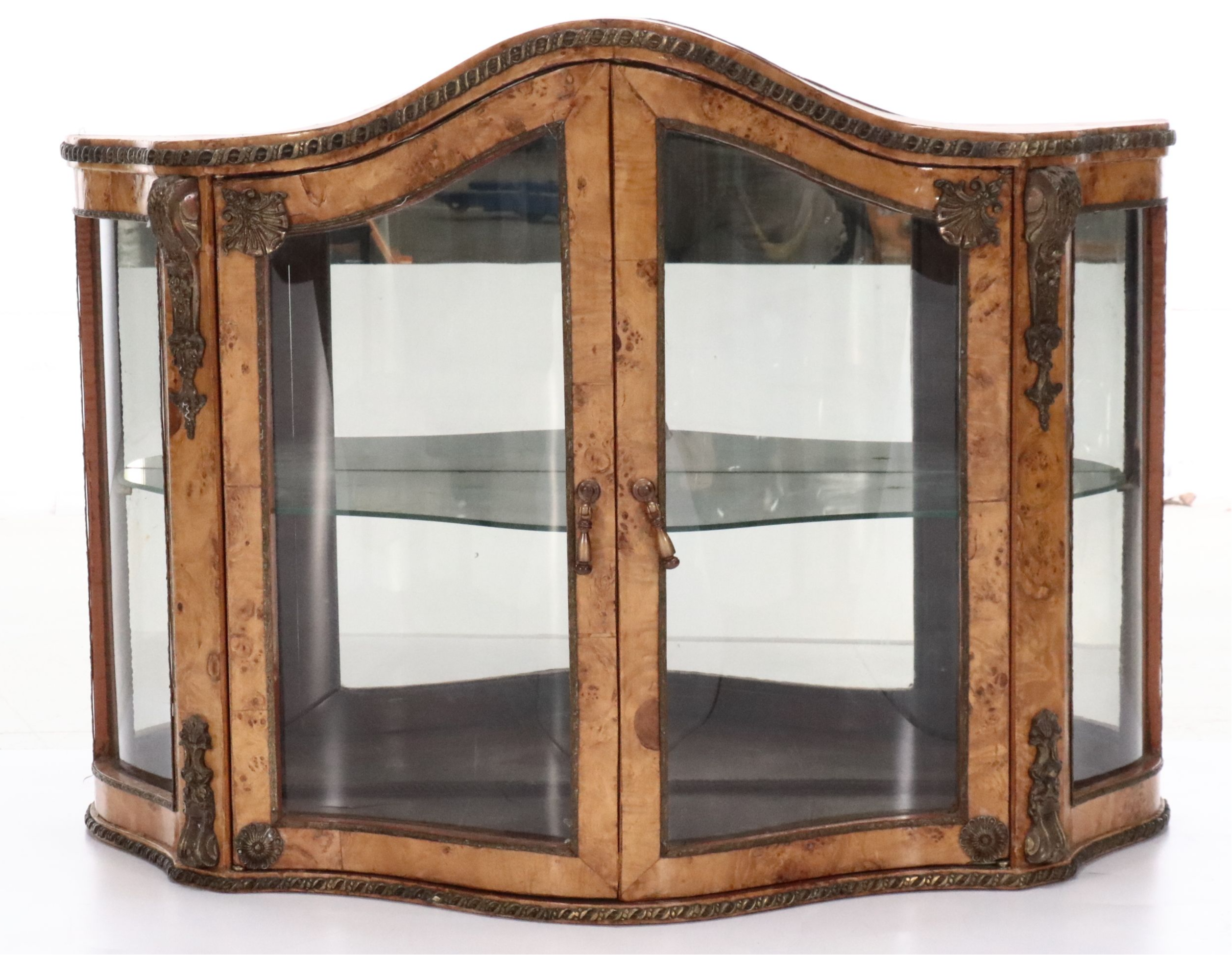 Italian Baroque Style Marquetry Inlaid and Ormolu Bird's-Eye Maple Vitrine