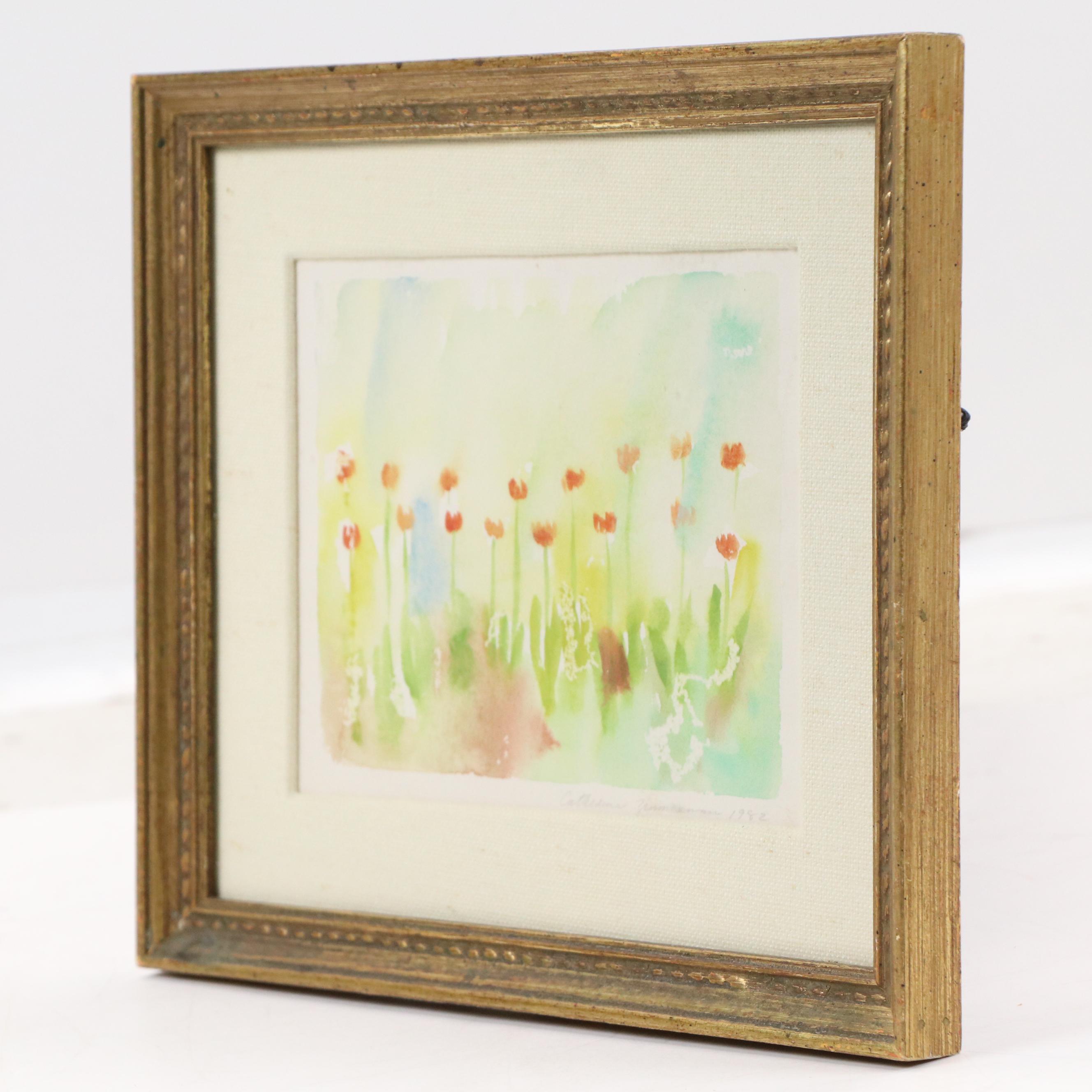 Catherine Zimmerman Watercolor Painting of Tulips, 1982