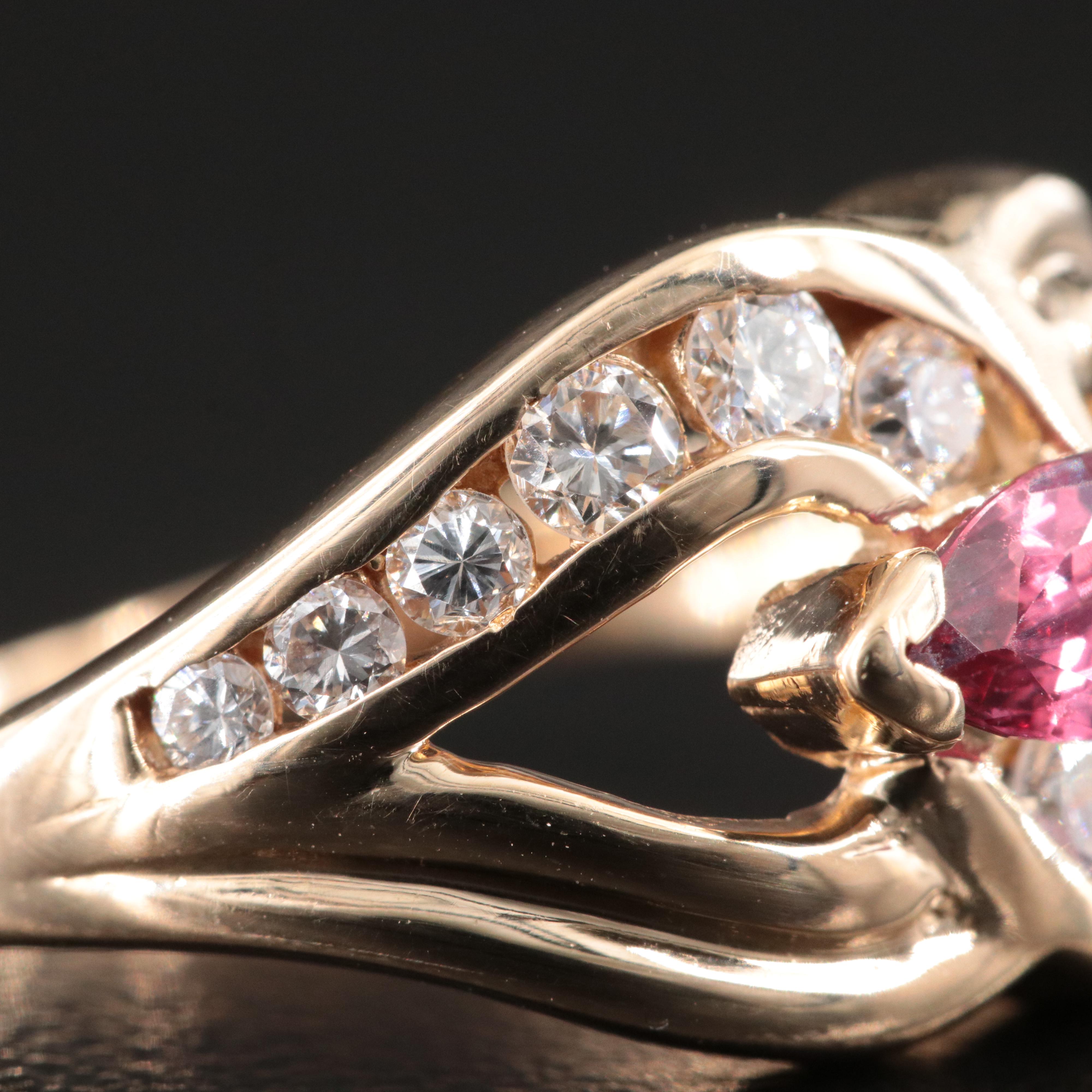 14K East-West Set Ruby and Diamond Ring