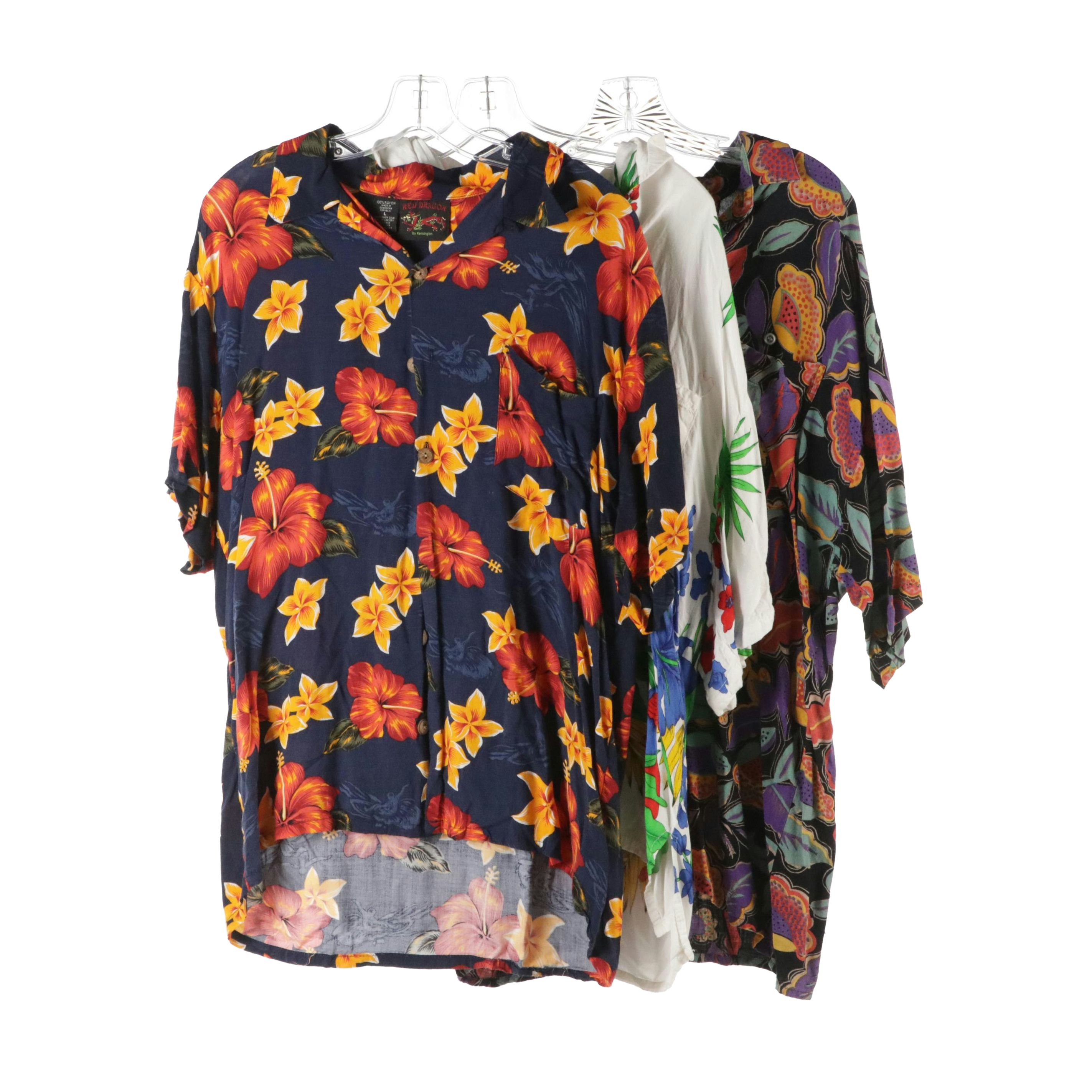 Men's Vintage Red Dragon, Blueprint Label, and Basix Printed Hawaiian Shirts