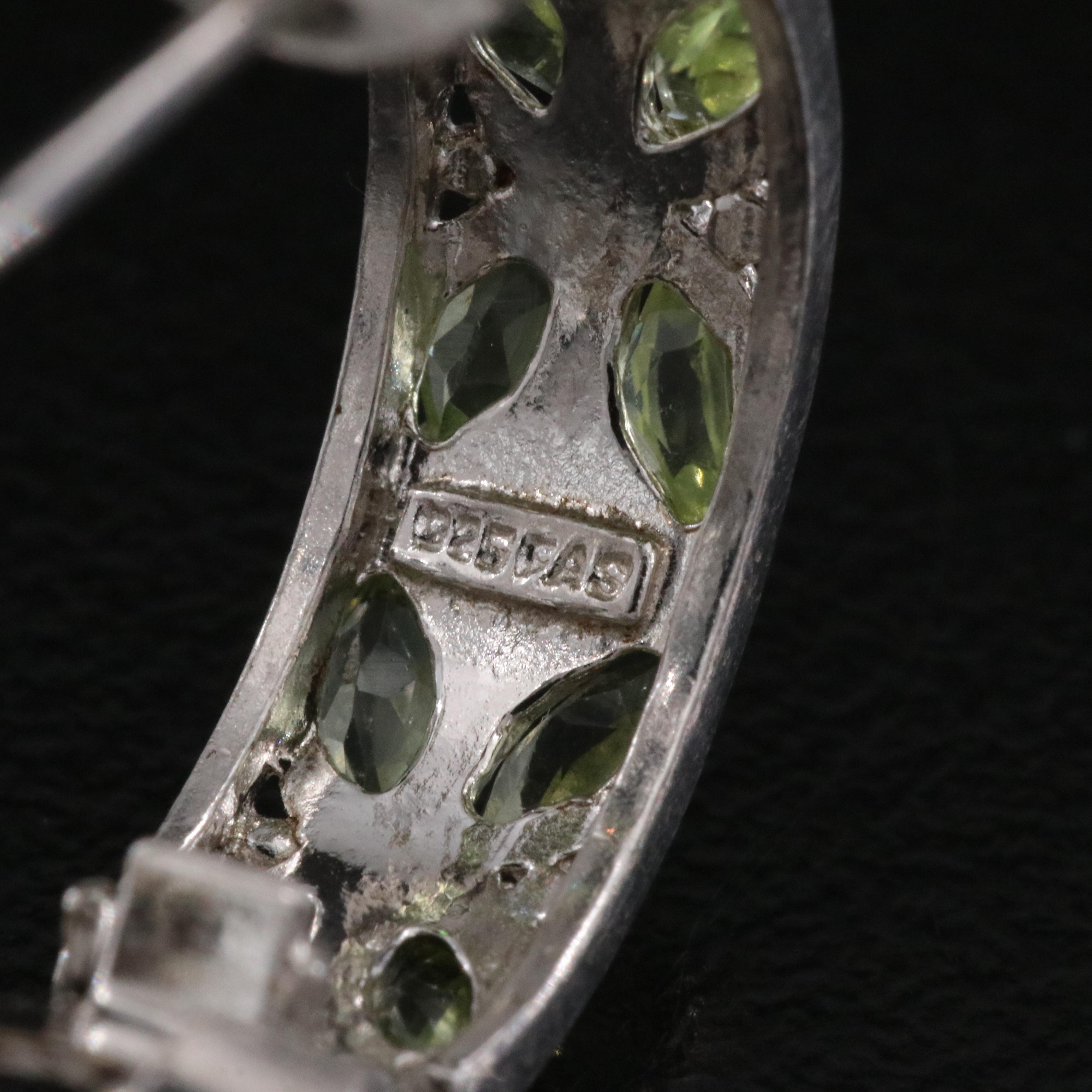 Sterling Peridot and Diamond Hoop Earrings