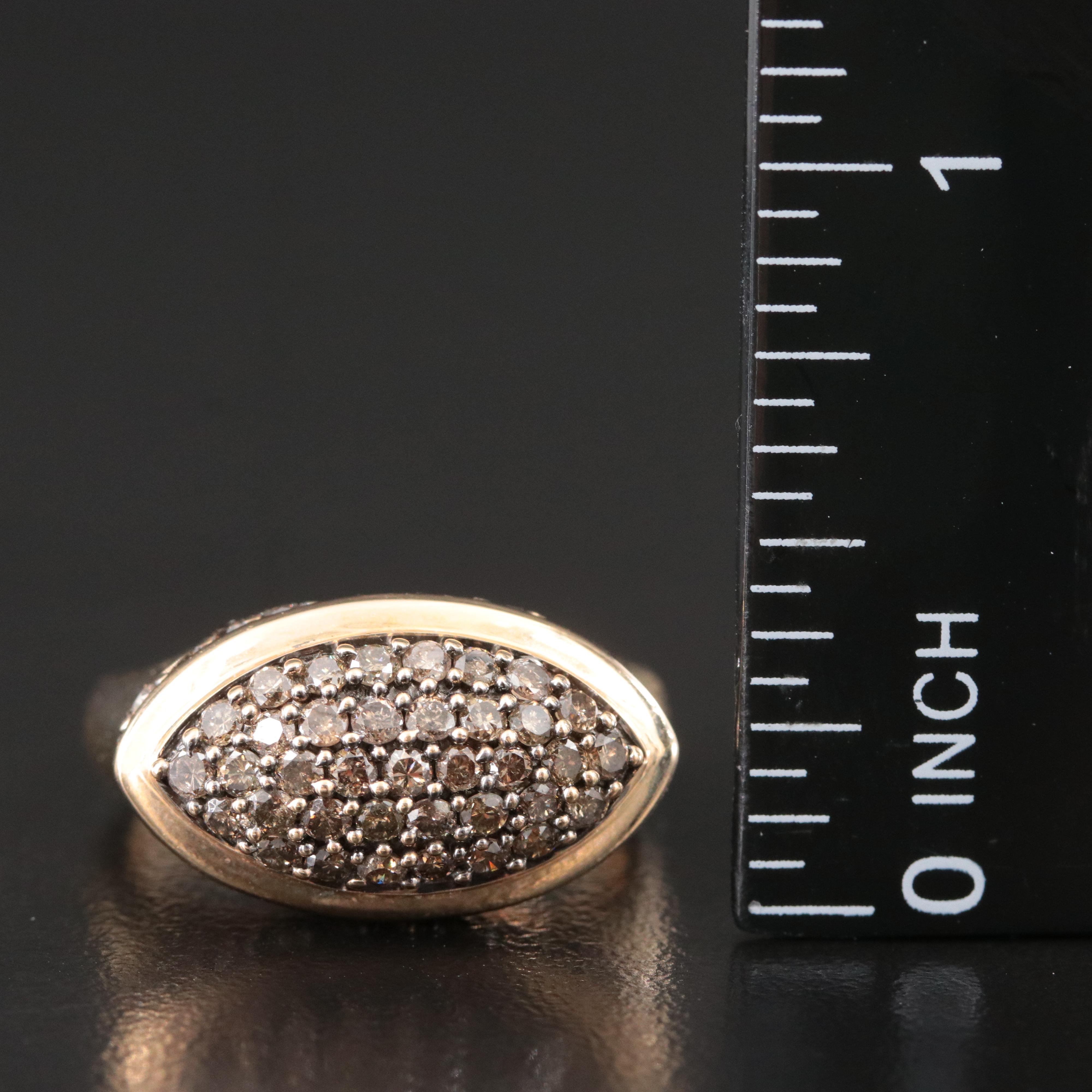 14K 0.98 CTW Brown Diamond East-West Navette Ring