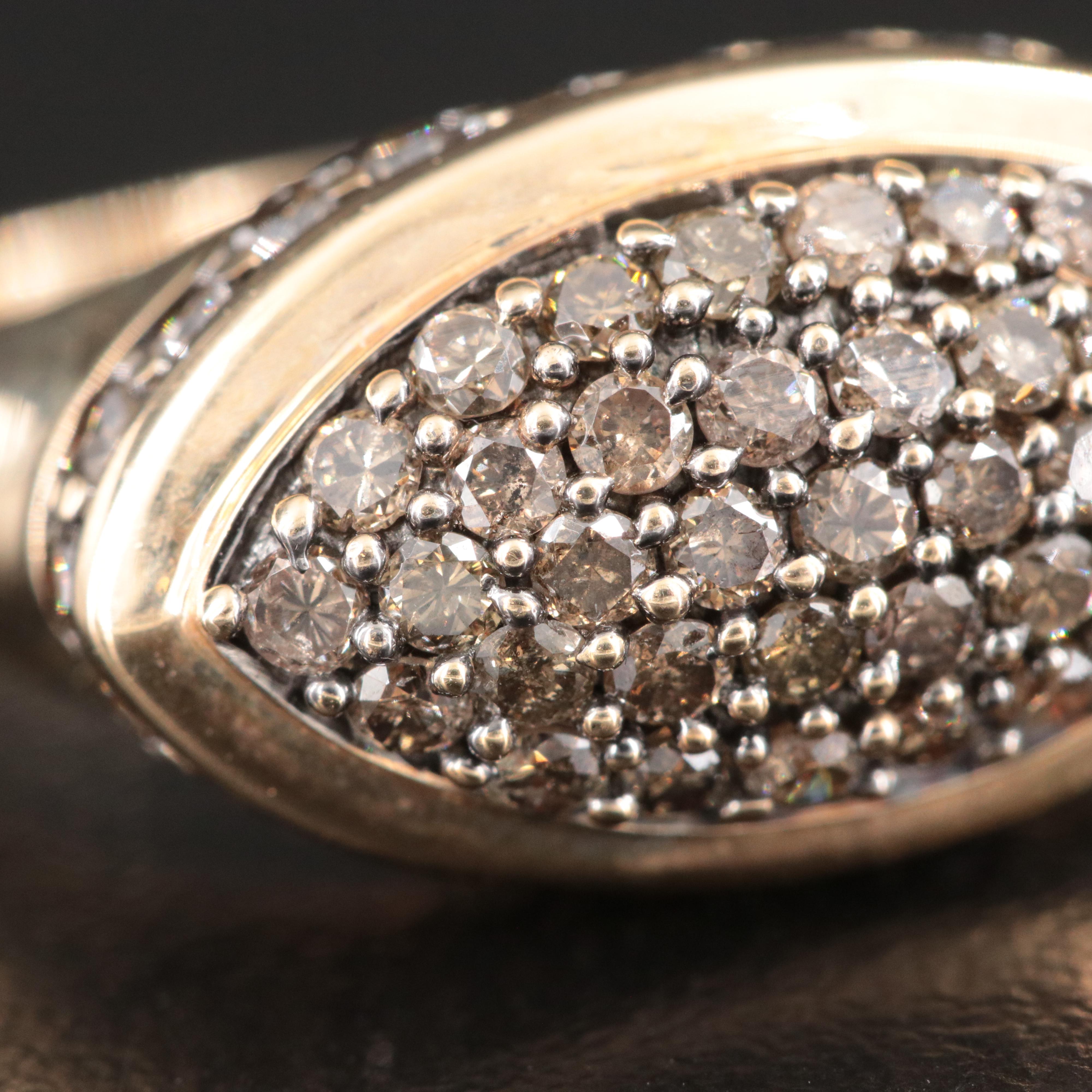 14K 0.98 CTW Brown Diamond East-West Navette Ring