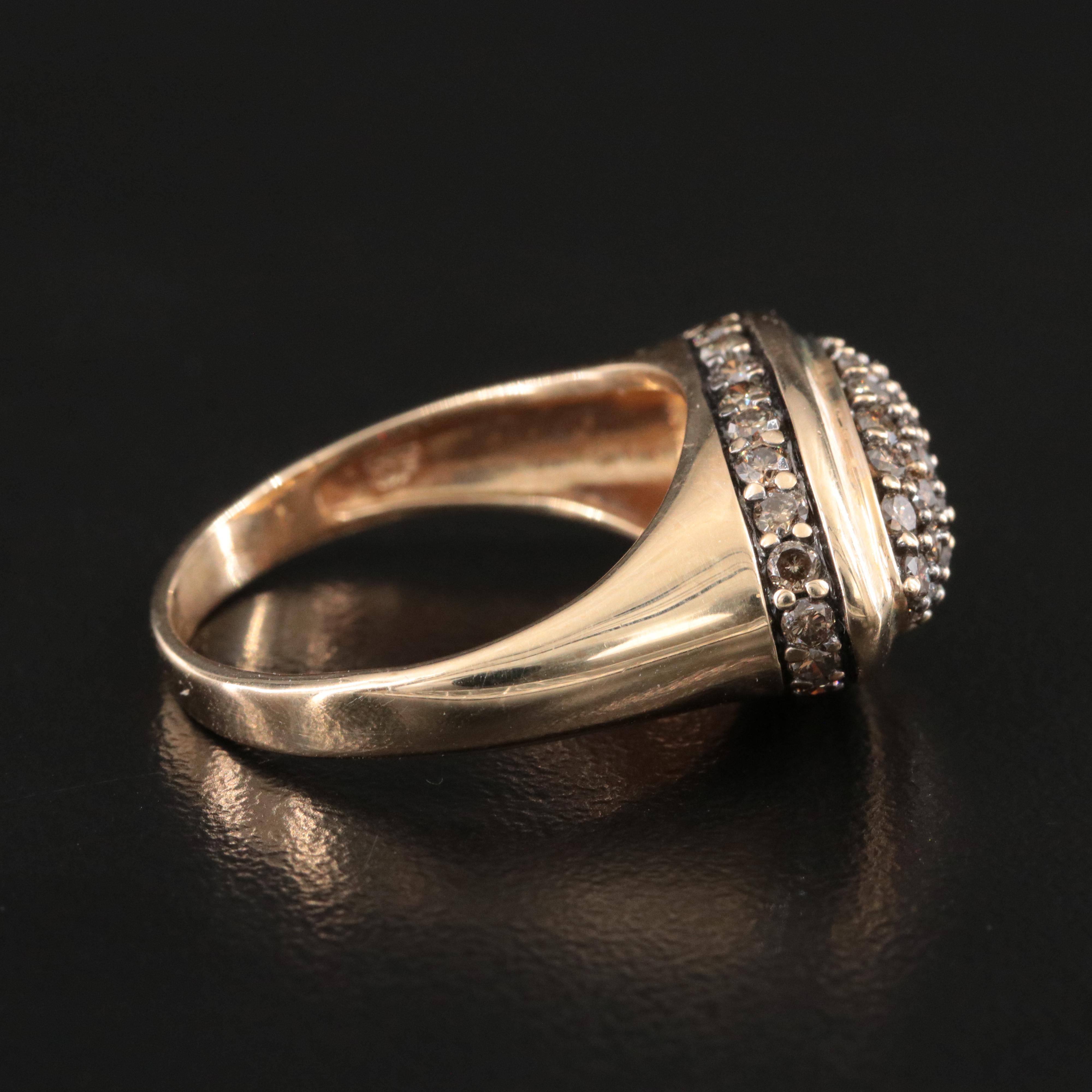 14K 0.98 CTW Brown Diamond East-West Navette Ring