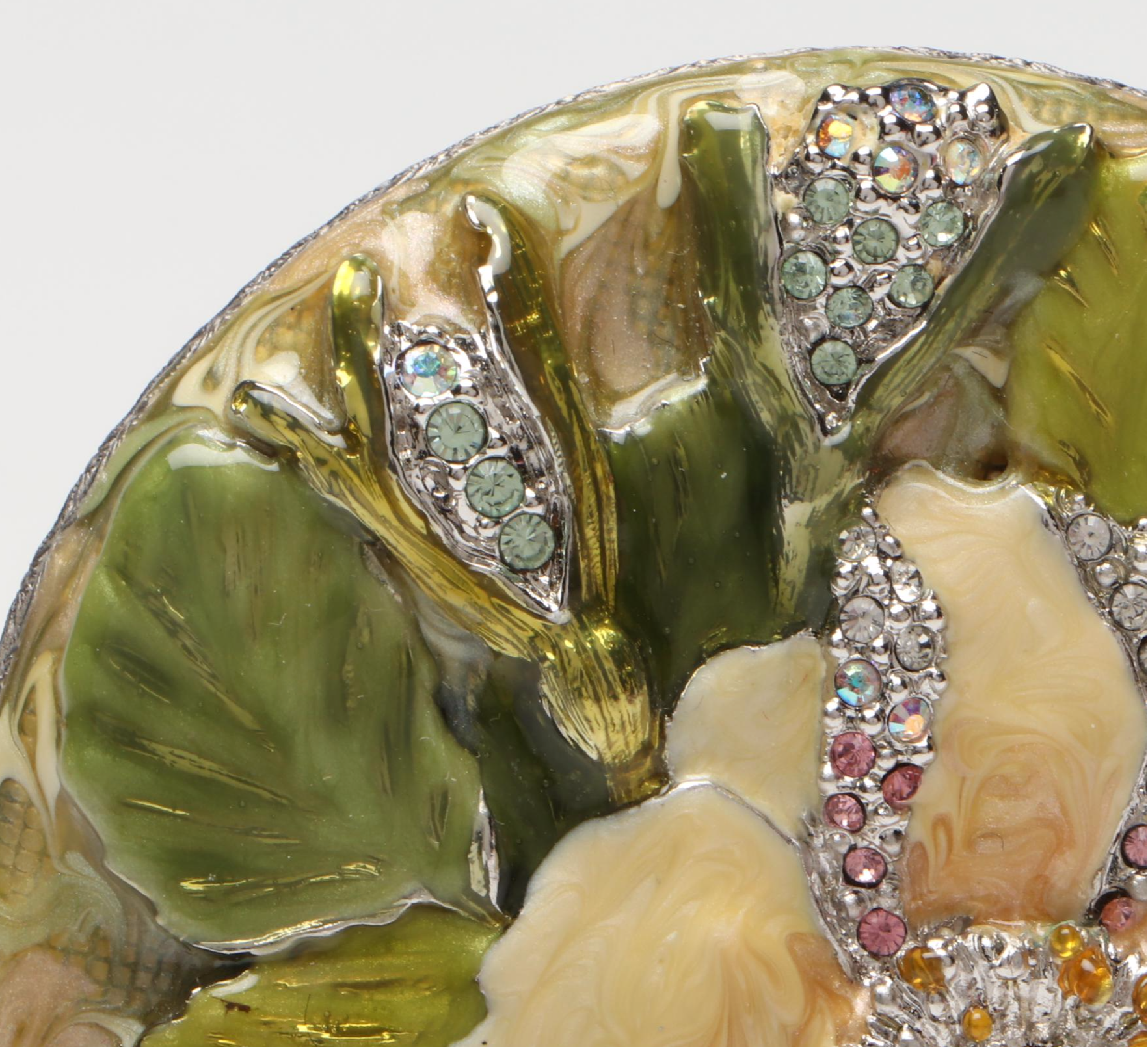 Jay Strongwater Enameled Floral Compact Mirror with Case