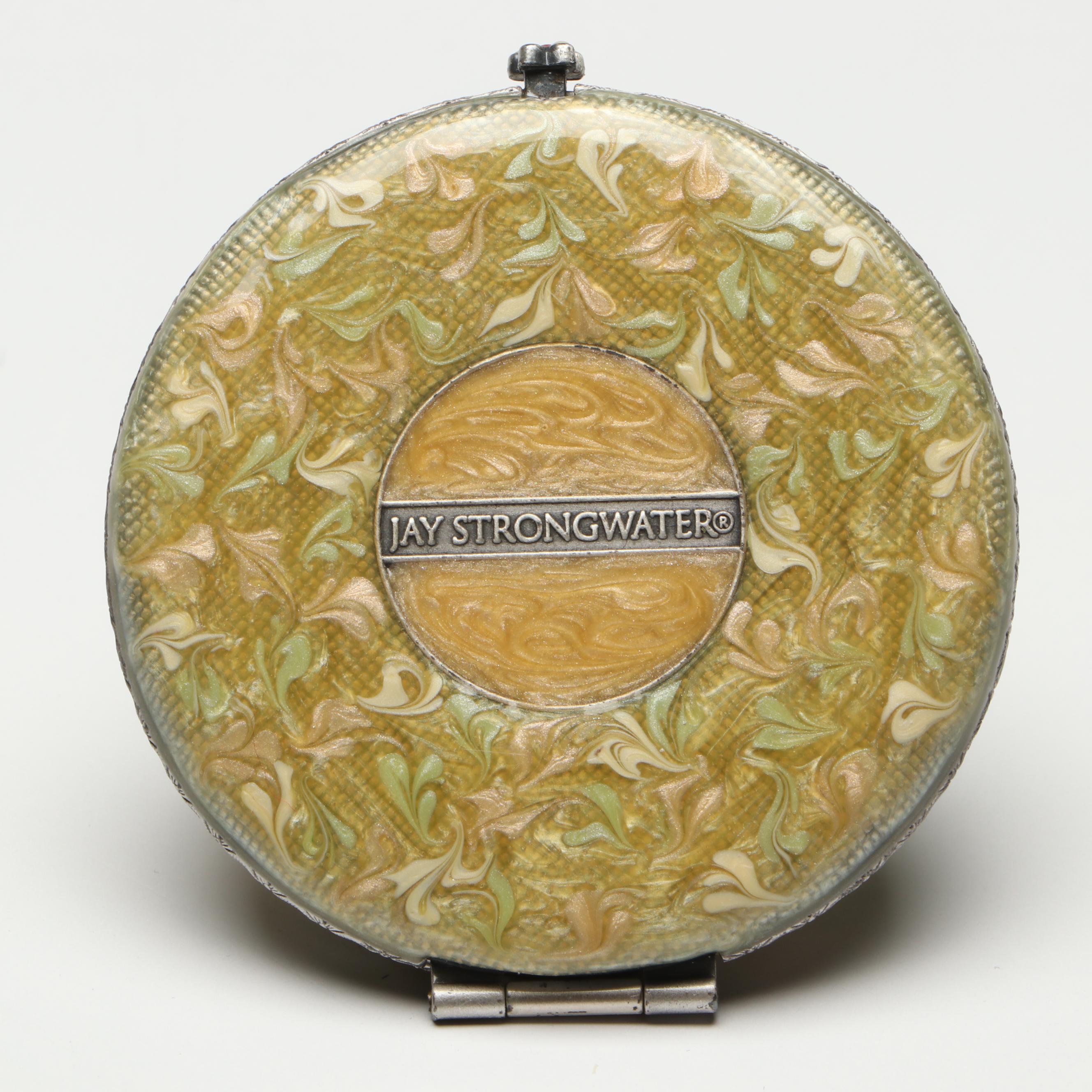 Jay Strongwater Enameled Floral Compact Mirror with Case