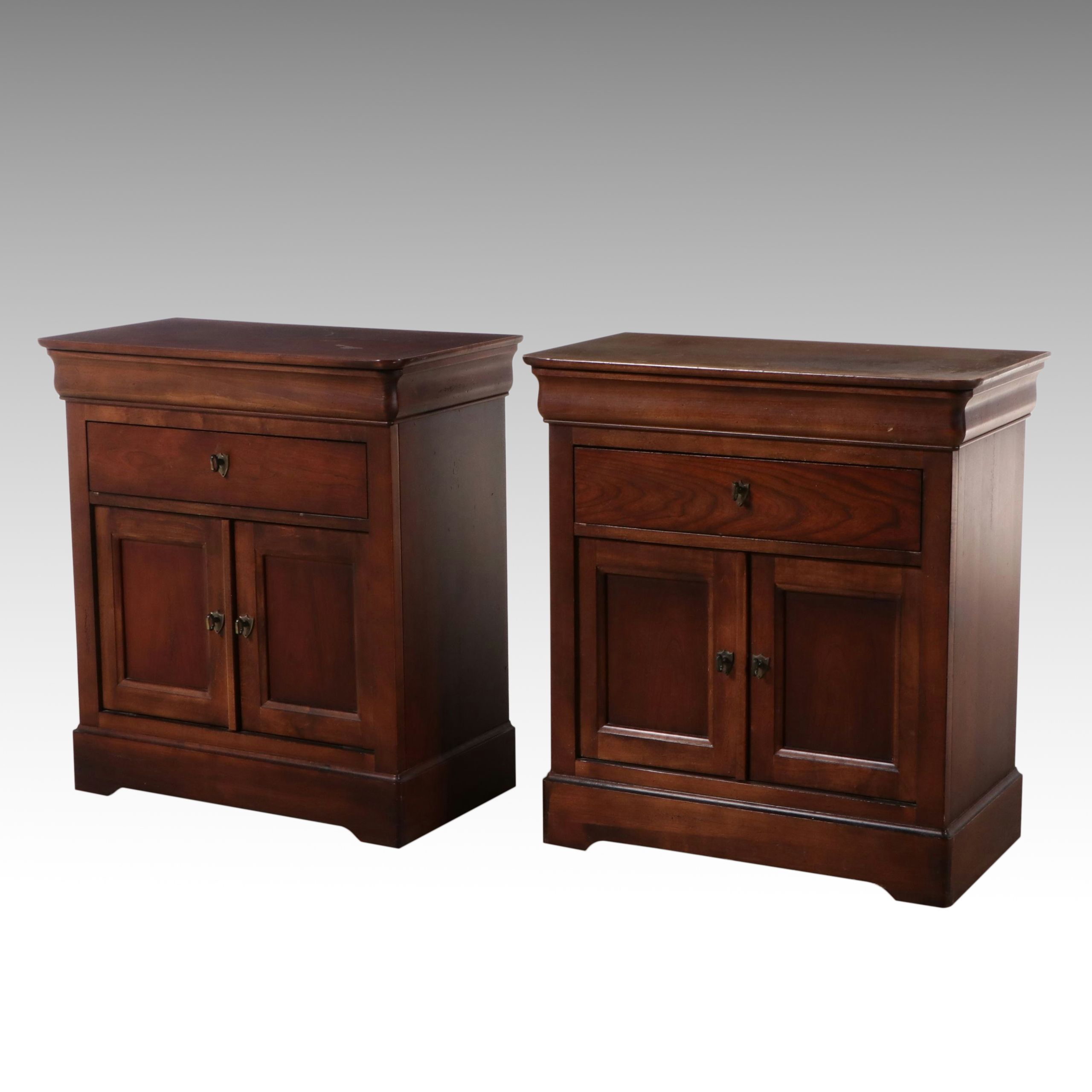 Pair of Louis Philippe Style Mahogany Finish Nightstands