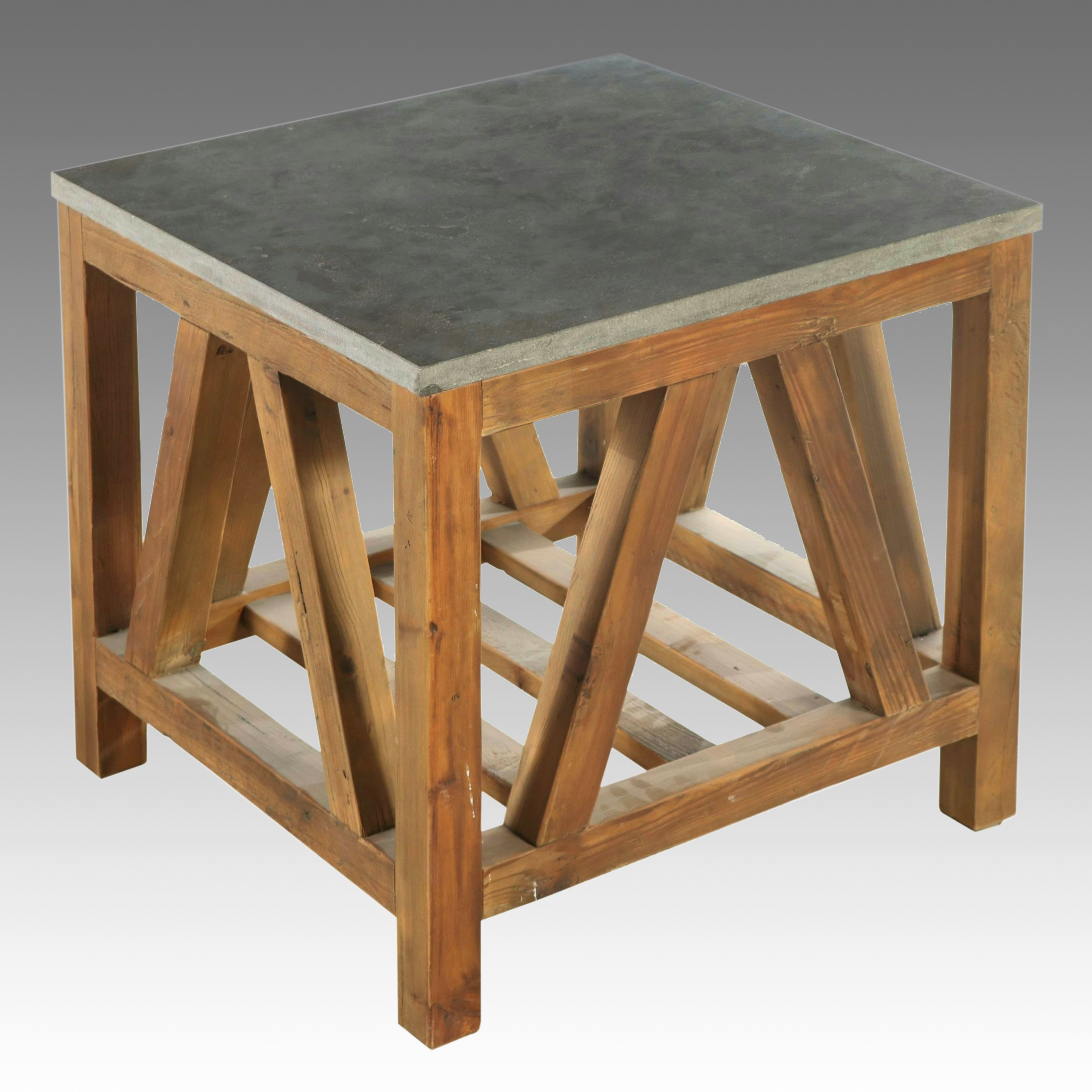 Arhaus Furniture Stone Top Reclaimed Pine End Table