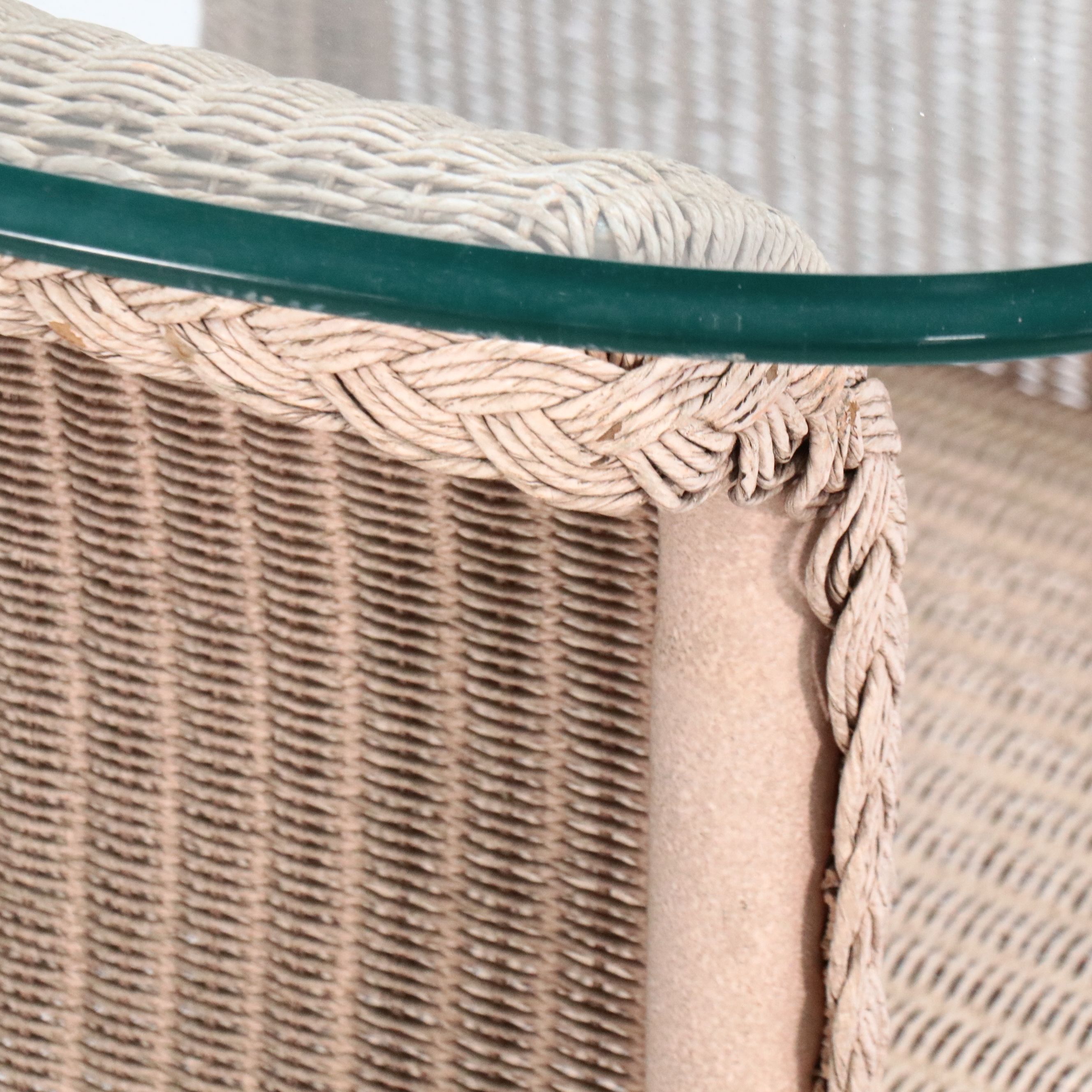 Lloyd Loom White Wicker Glass Top Table