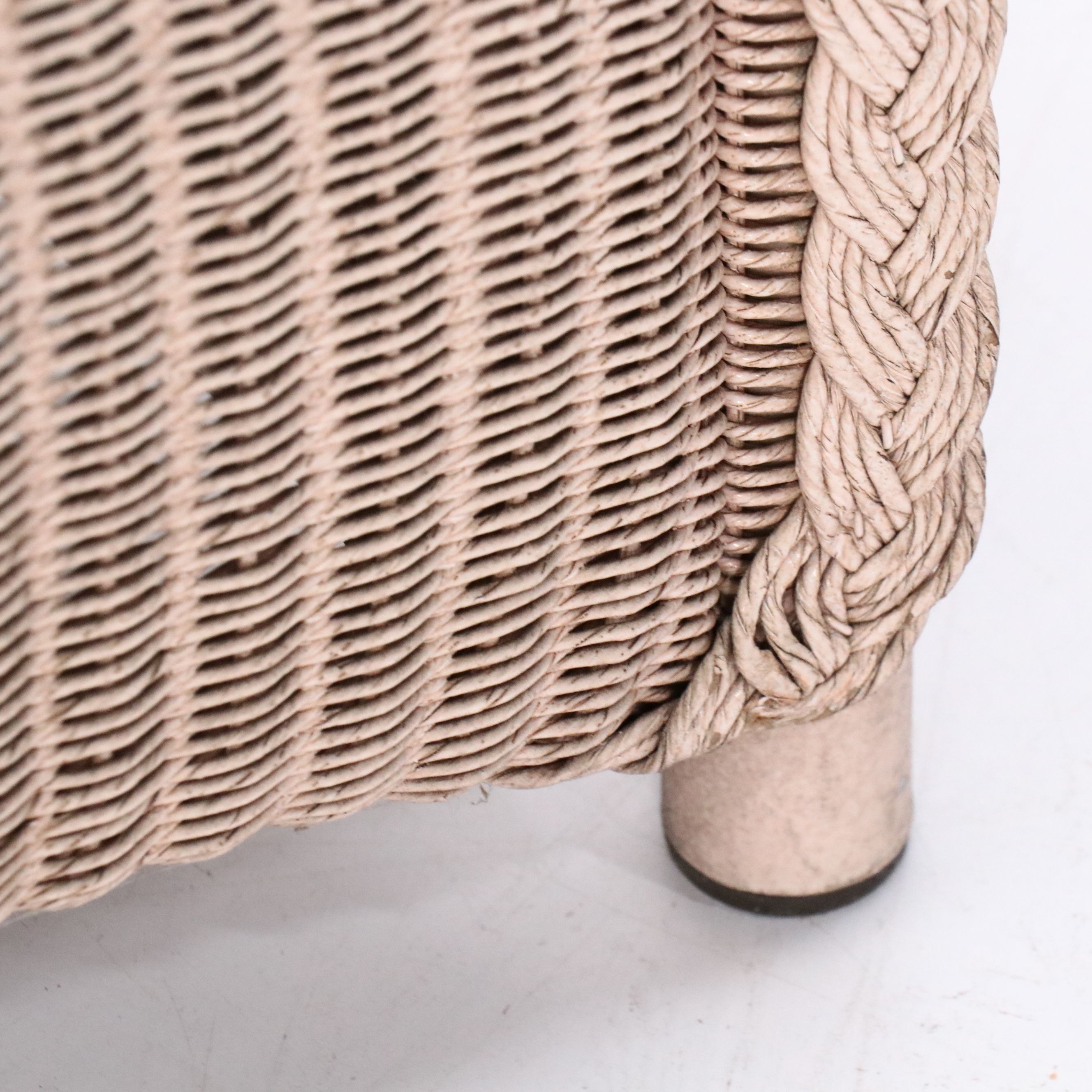 Lloyd Loom White Wicker Glass Top Table