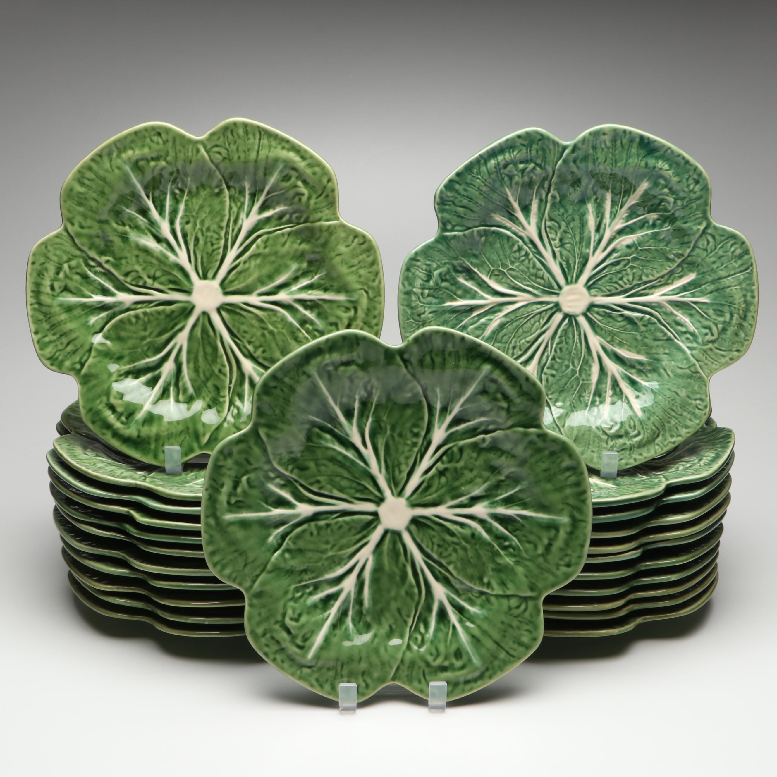 Bordallo Pinhiero "Cabbage" Green Majolica Dinner Plates