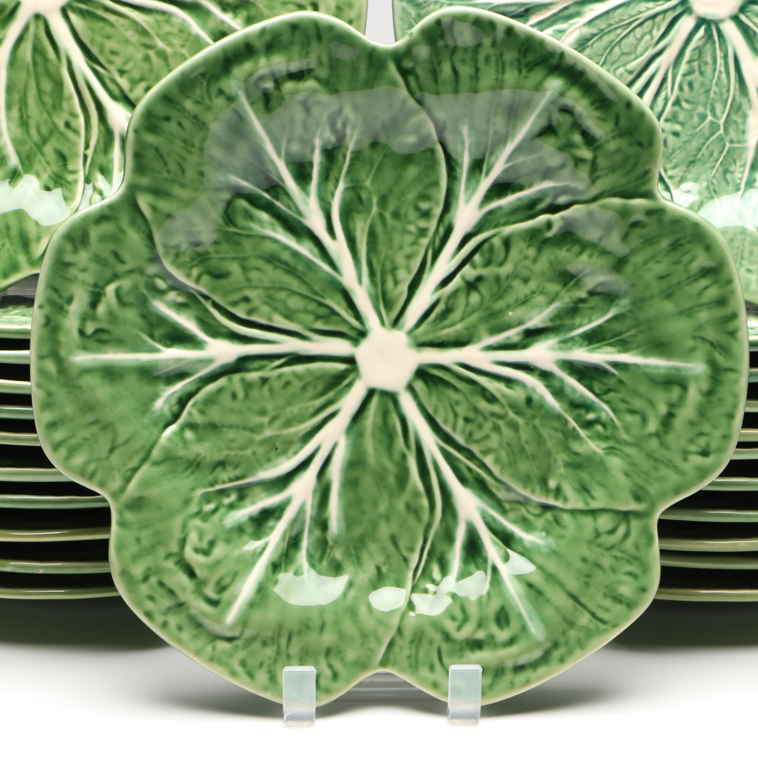 Bordallo Pinhiero "Cabbage" Green Majolica Dinner Plates
