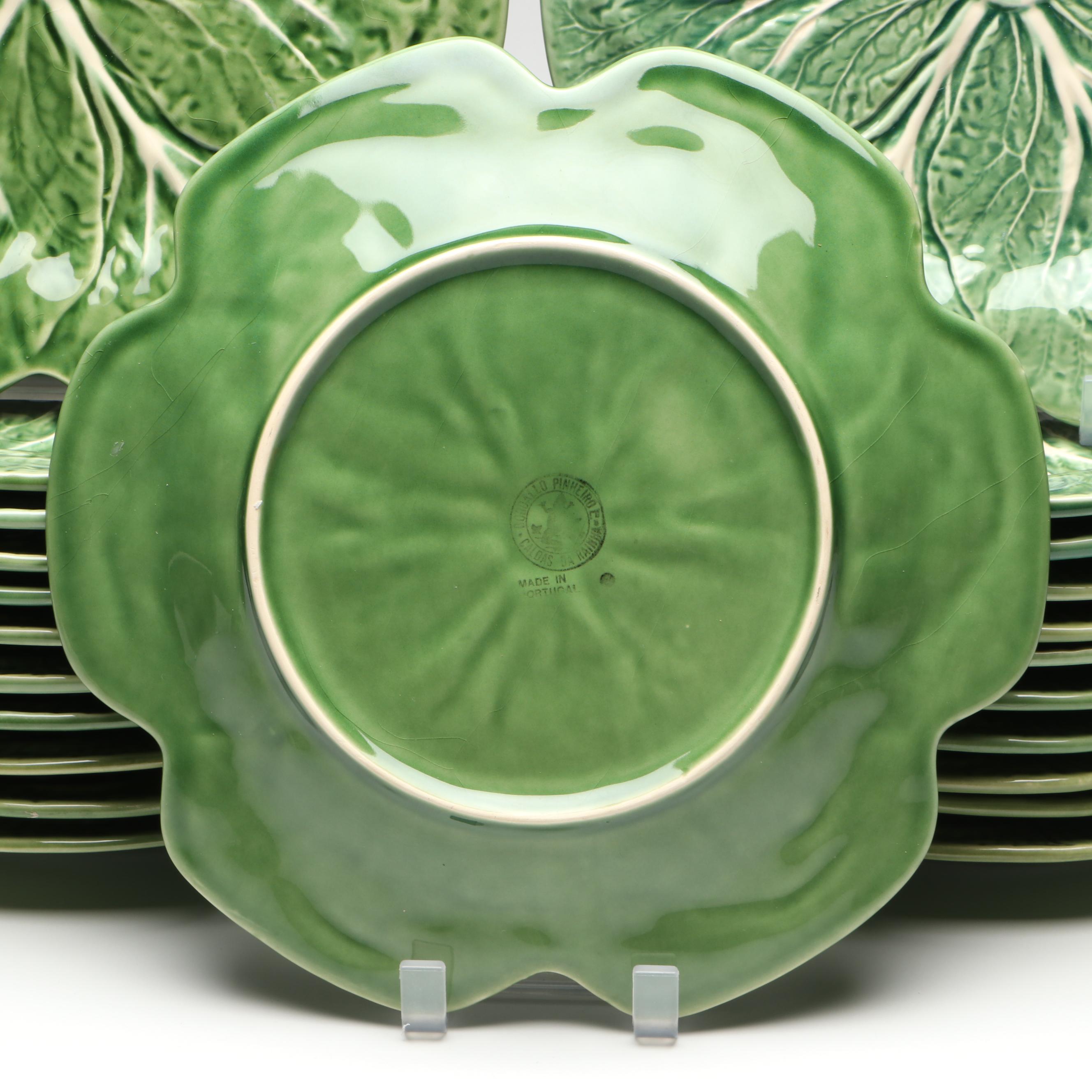 Bordallo Pinhiero "Cabbage" Green Majolica Dinner Plates