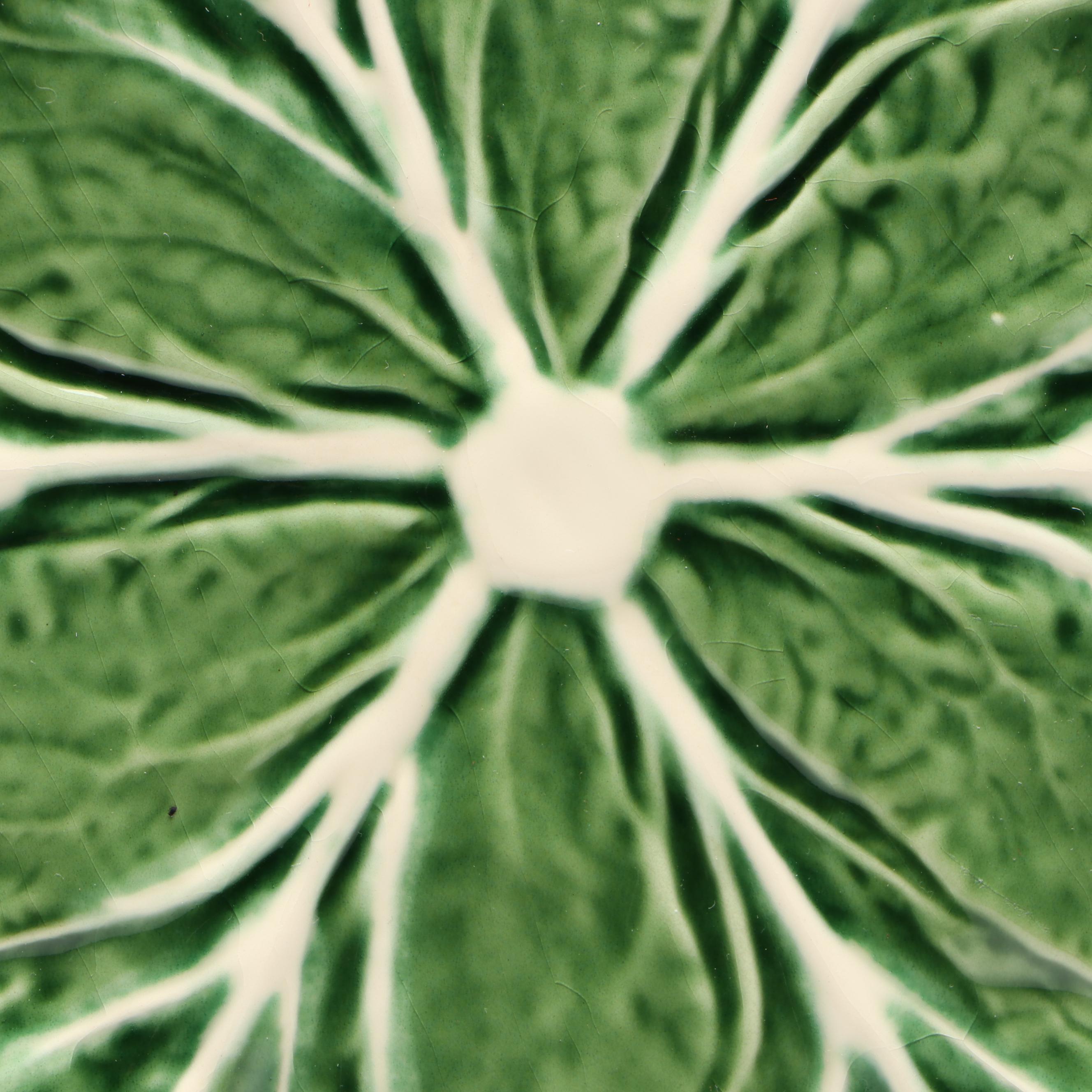 Bordallo Pinhiero "Cabbage" Green Majolica Dinner Plates