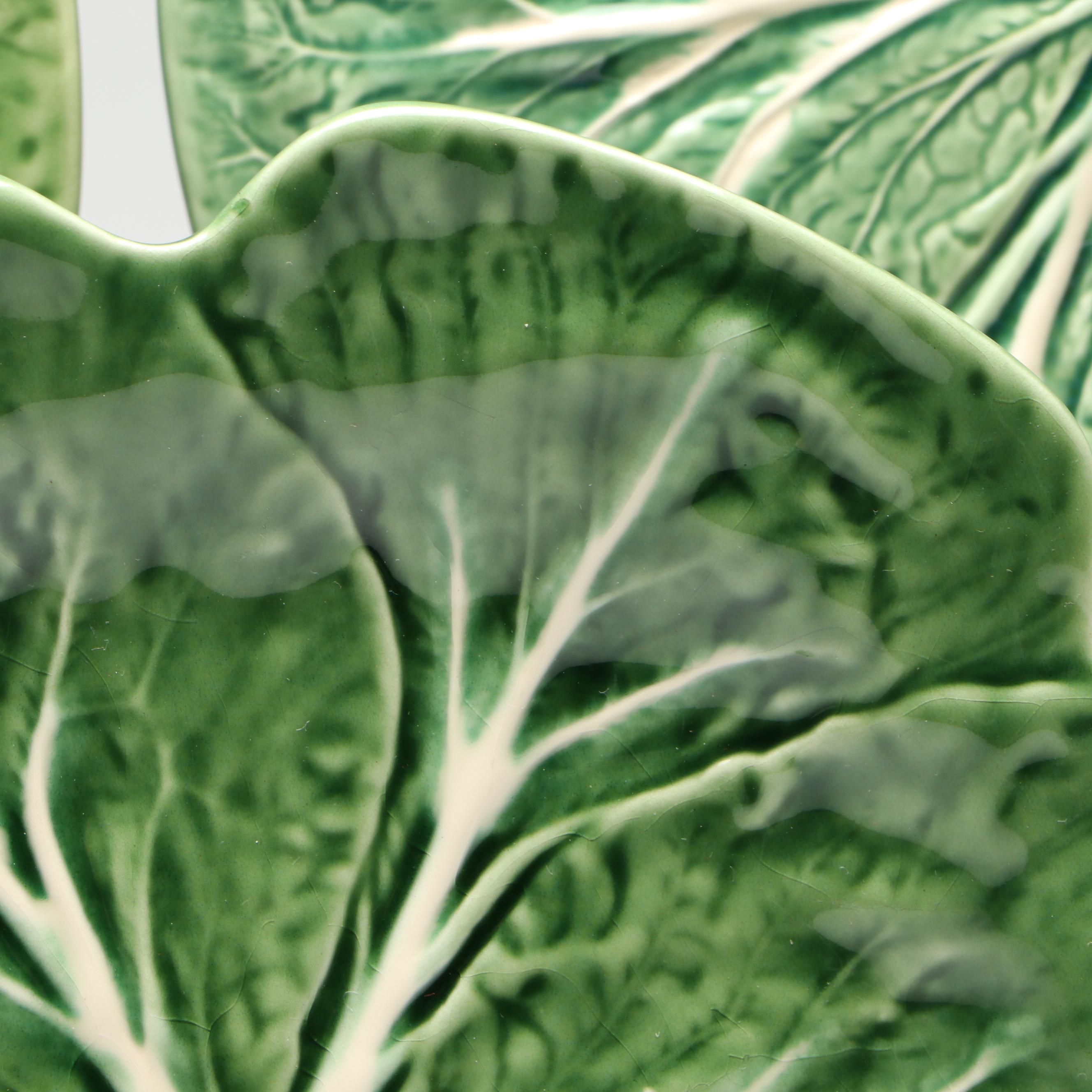 Bordallo Pinhiero "Cabbage" Green Majolica Dinner Plates
