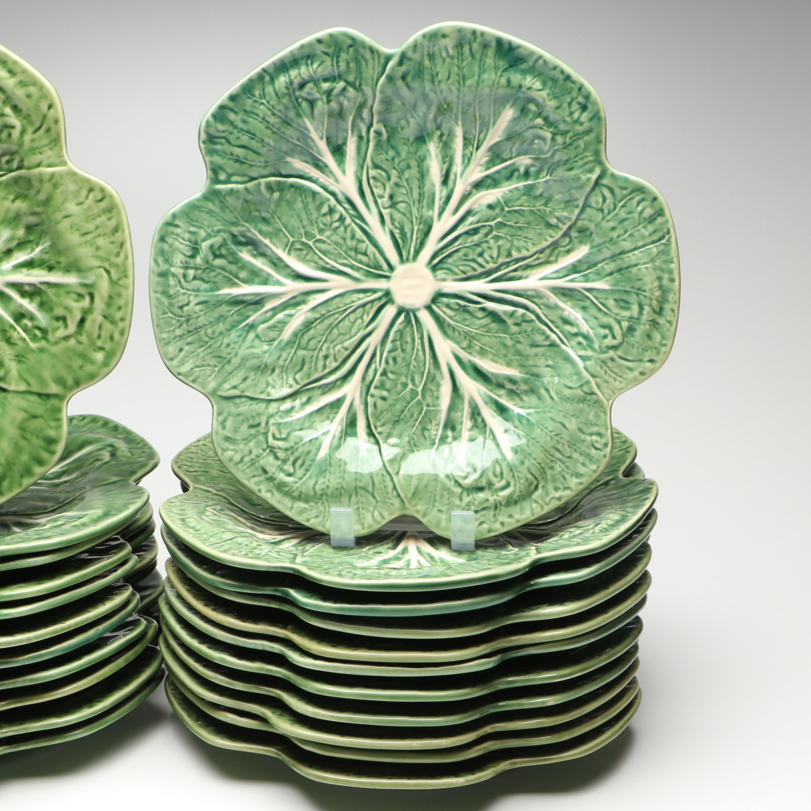 Bordallo Pinhiero "Cabbage" Green Majolica Dinner Plates