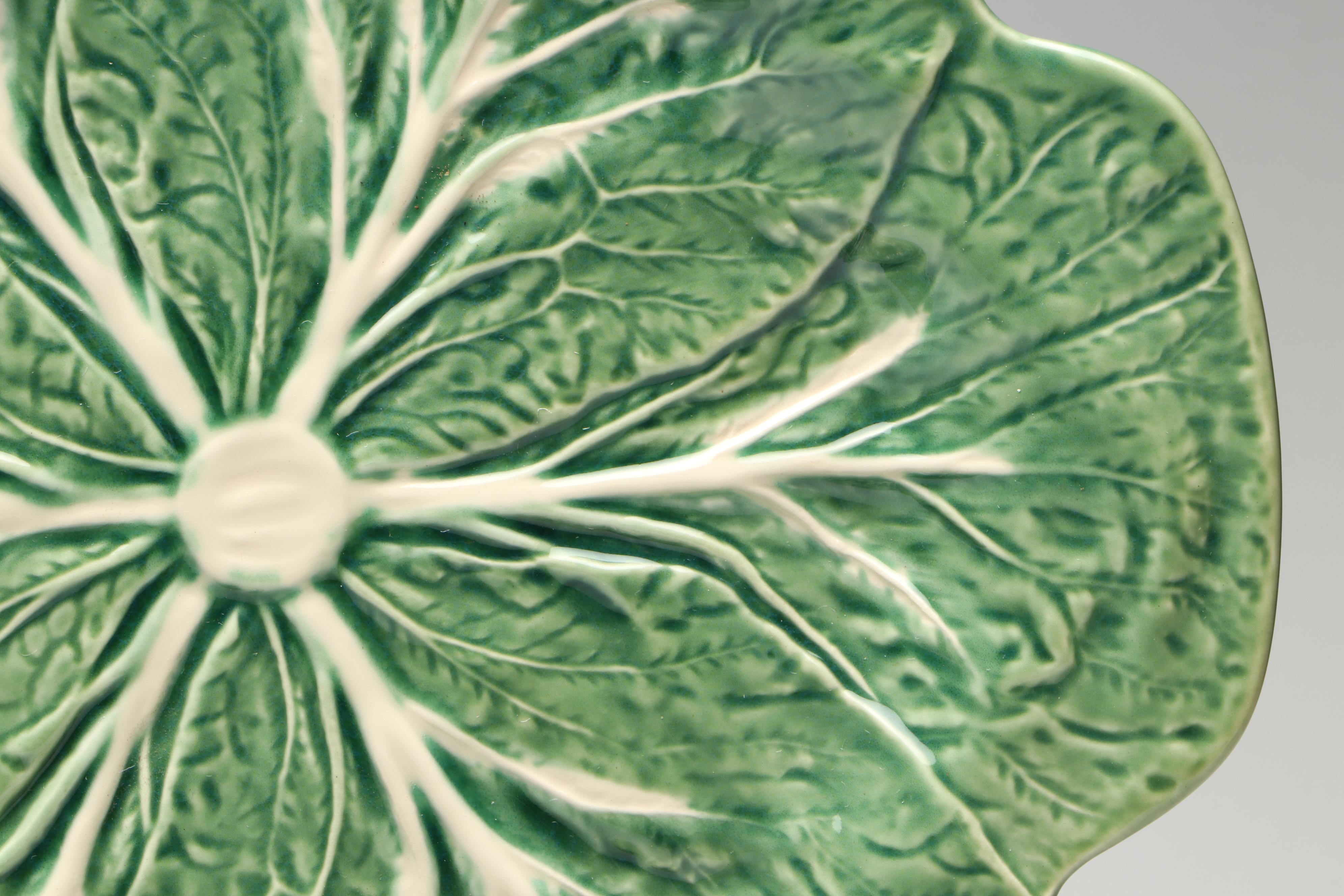 Bordallo Pinhiero "Cabbage" Green Majolica Dinner Plates