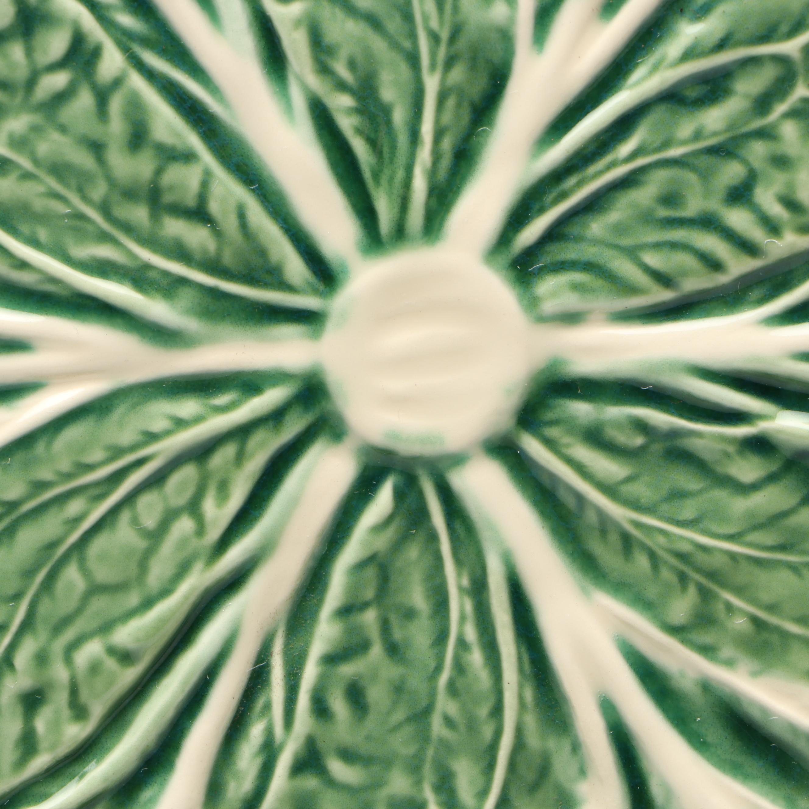 Bordallo Pinhiero "Cabbage" Green Majolica Dinner Plates