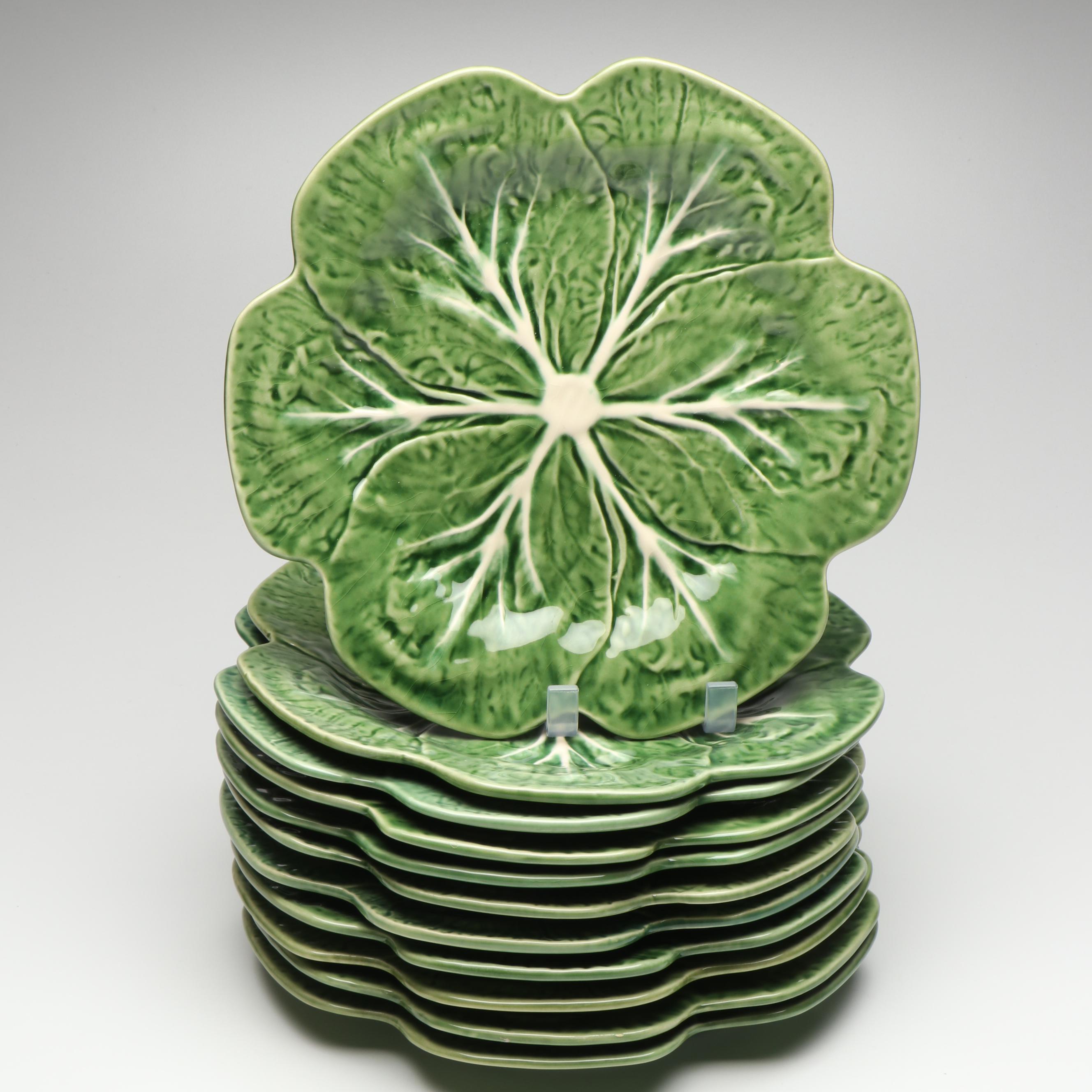 Bordallo Pinhiero "Cabbage" Green Majolica Dinner Plates