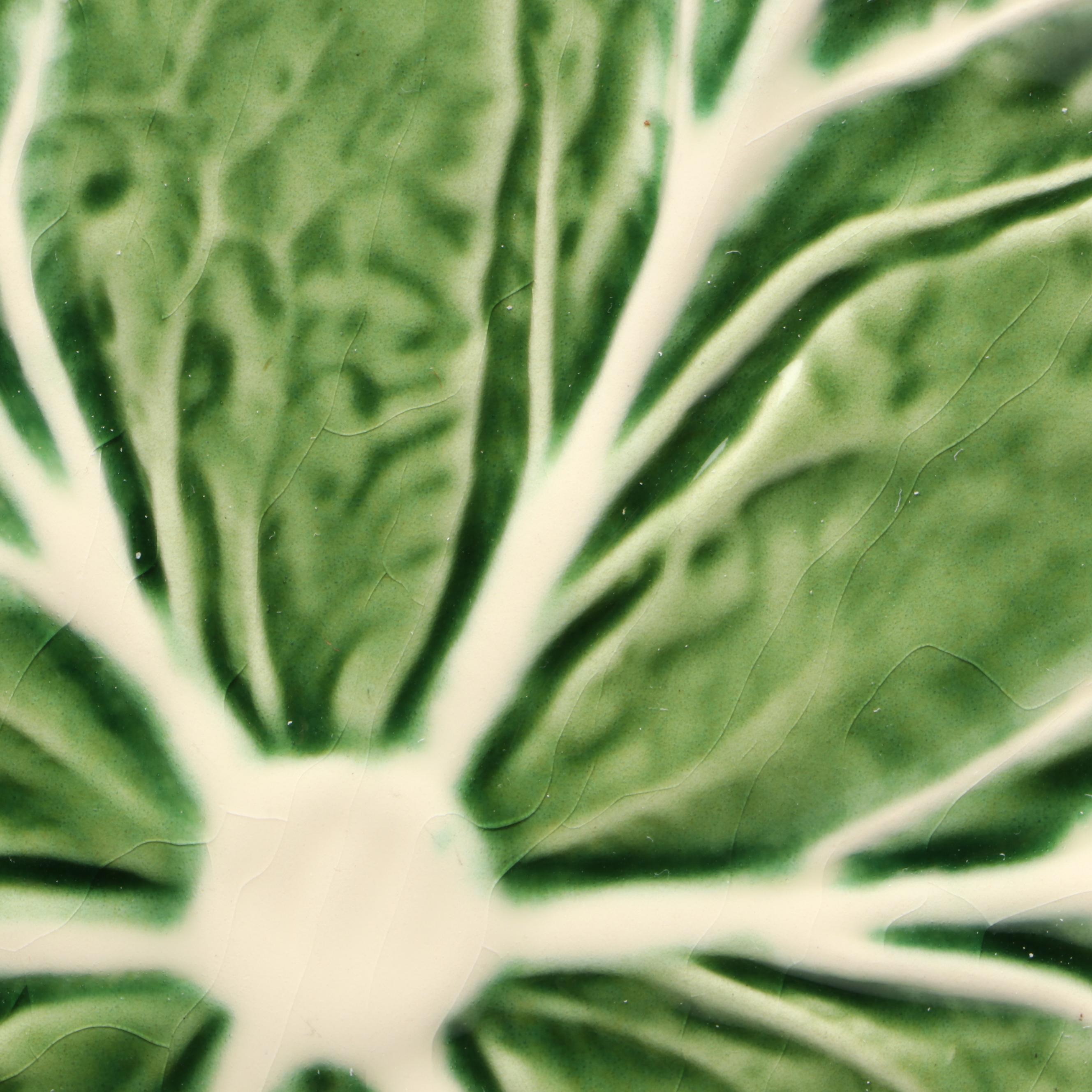 Bordallo Pinhiero "Cabbage" Green Majolica Dinner Plates