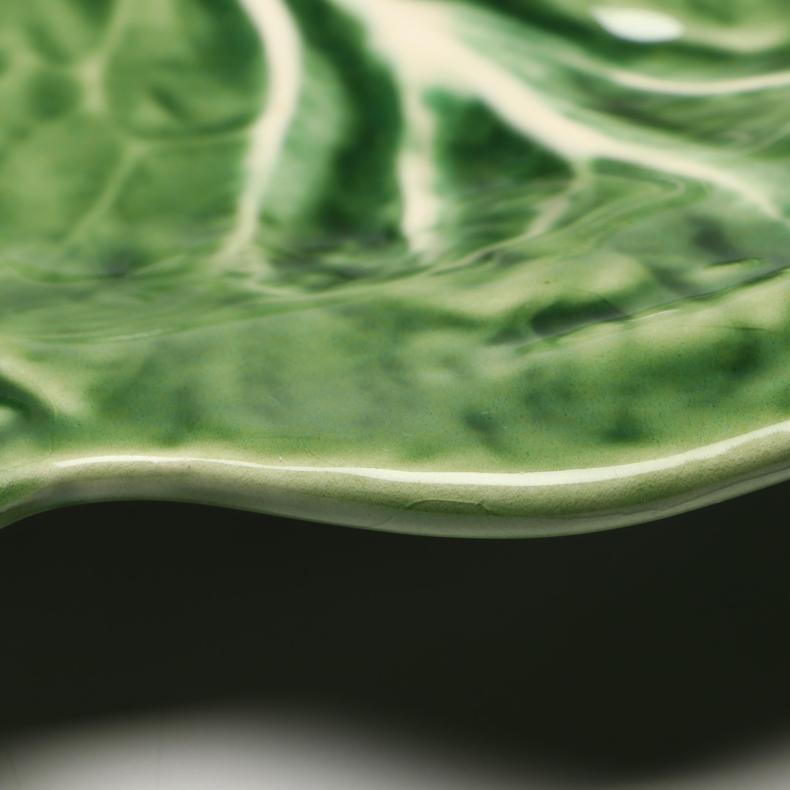 Bordallo Pinhiero "Cabbage" Green Majolica Dinner Plates