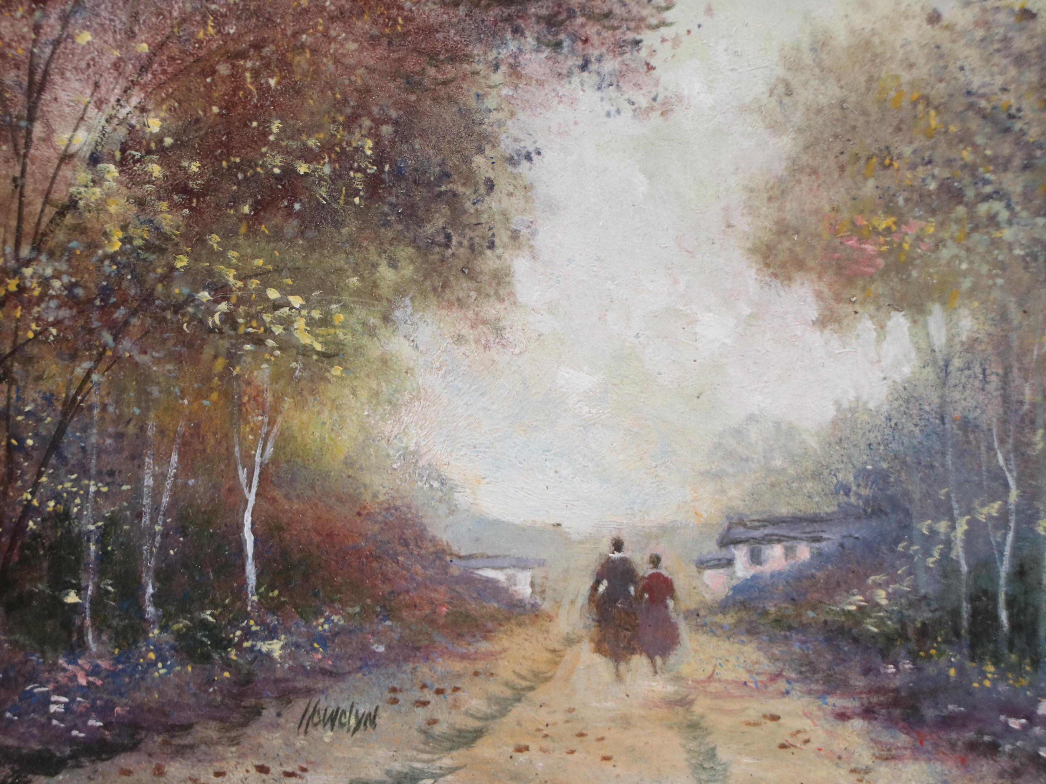 Llewelyn Impressionistic Oil Painting of Autumnal Woodland Road