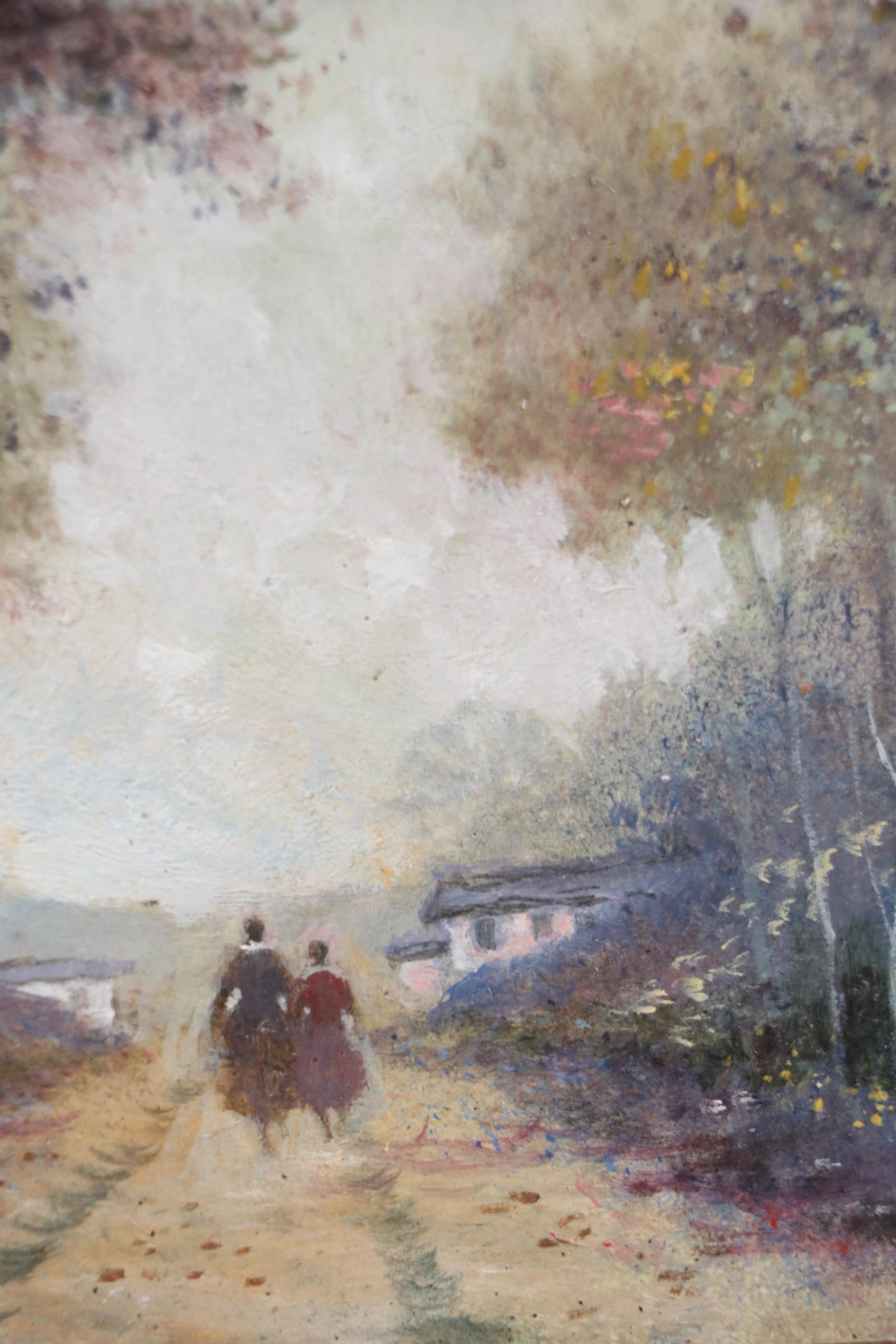 Llewelyn Impressionistic Oil Painting of Autumnal Woodland Road