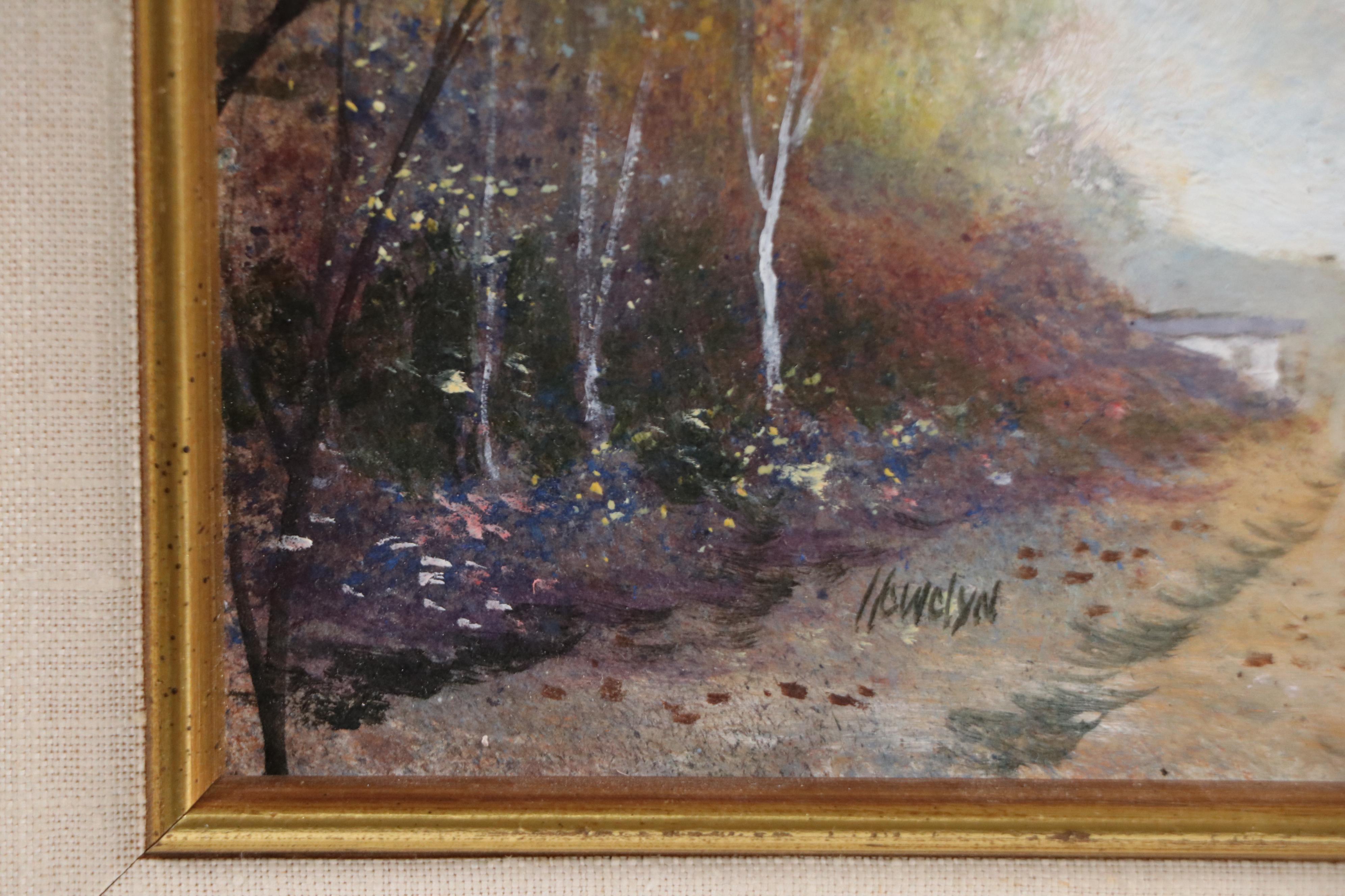 Llewelyn Impressionistic Oil Painting of Autumnal Woodland Road