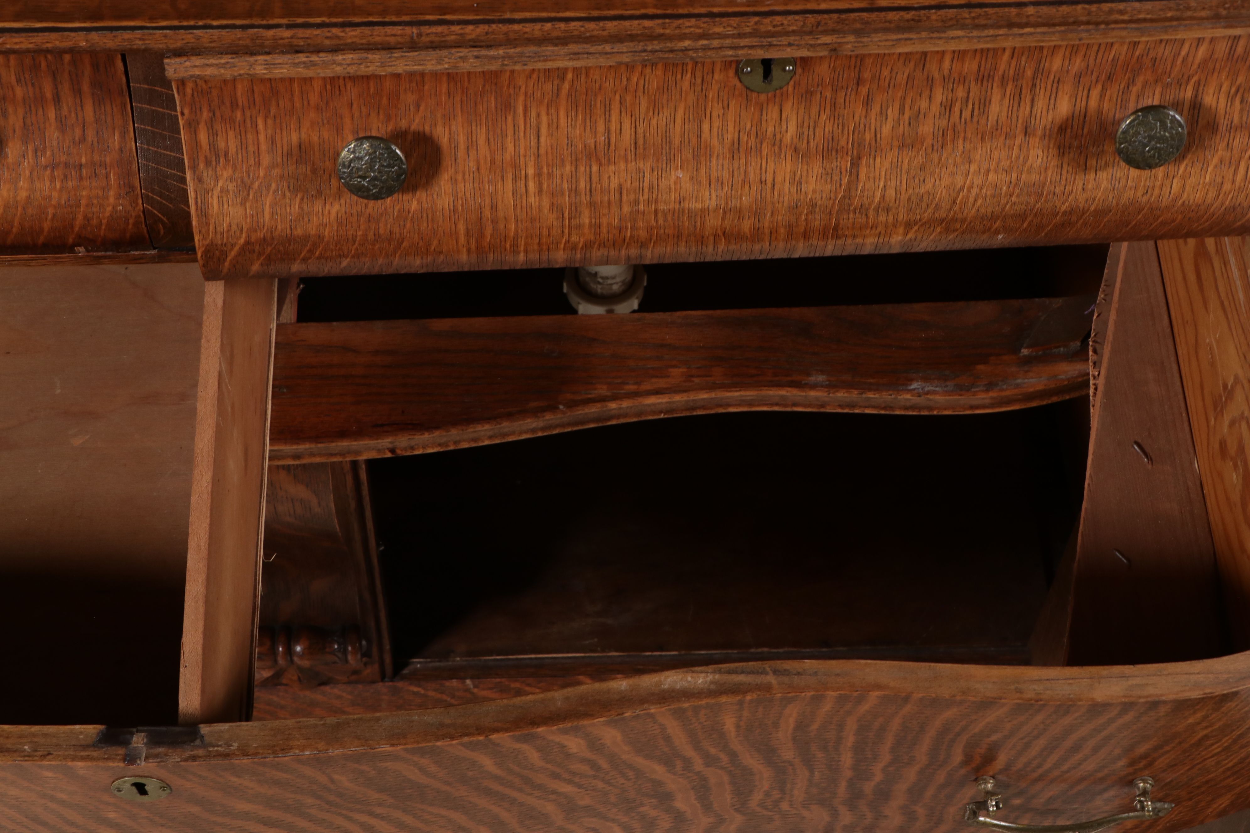 Renaissance Revival Style Oak Mirror Back Buffet Converted to Bar
