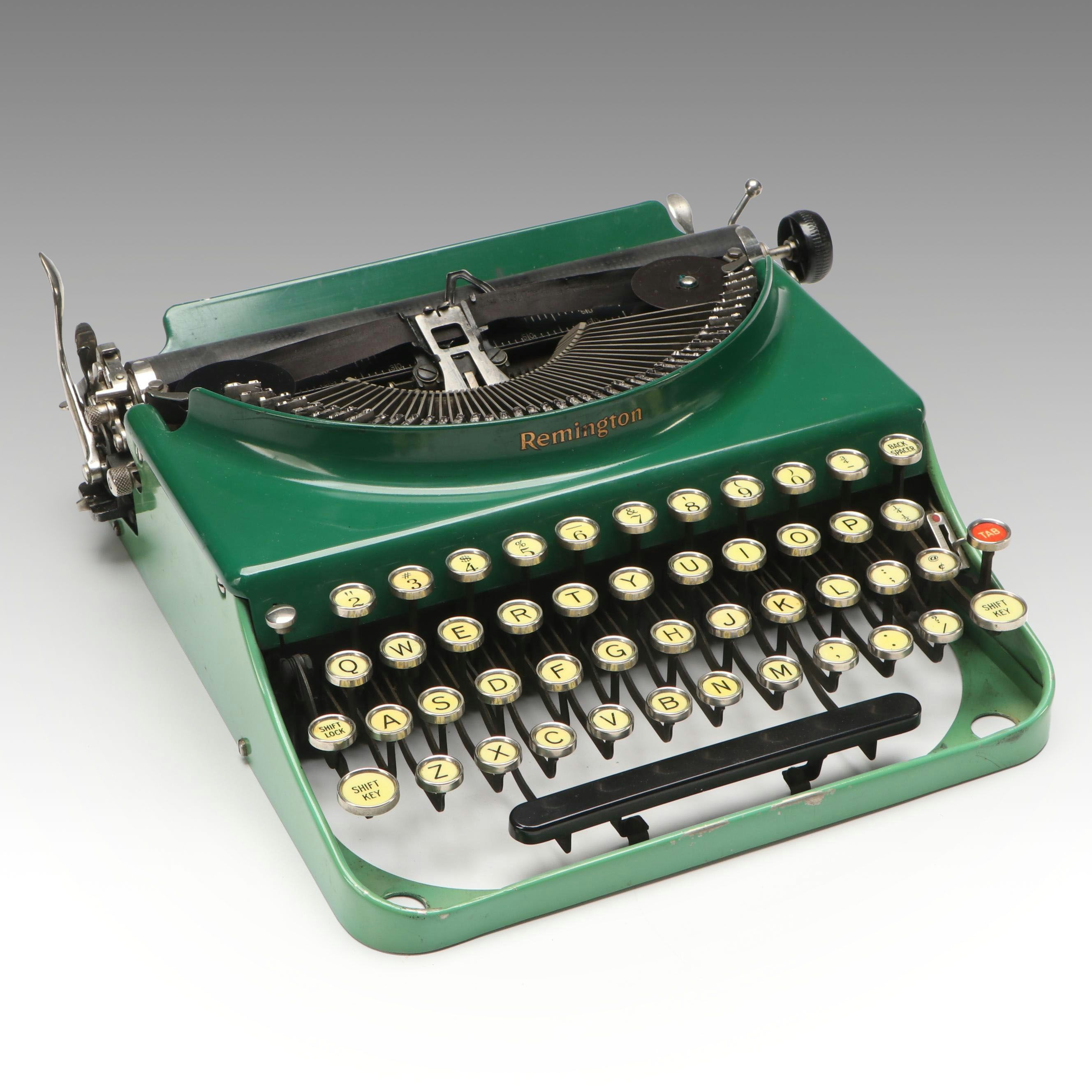 Remington Portable Green Metal Typewriter