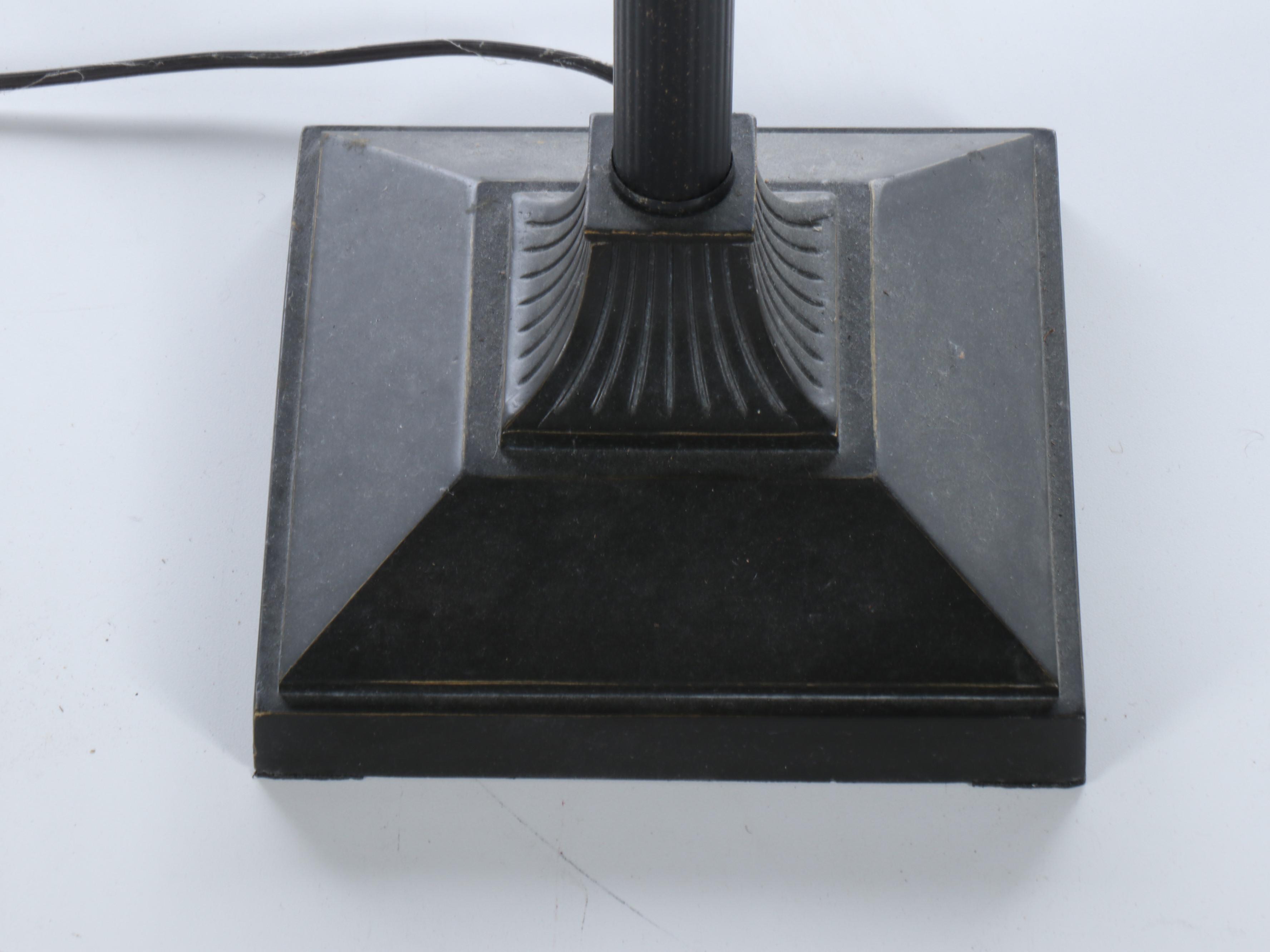 Mission Style Torchiere Floor Lamp with Slag Glass Pyramid Shade