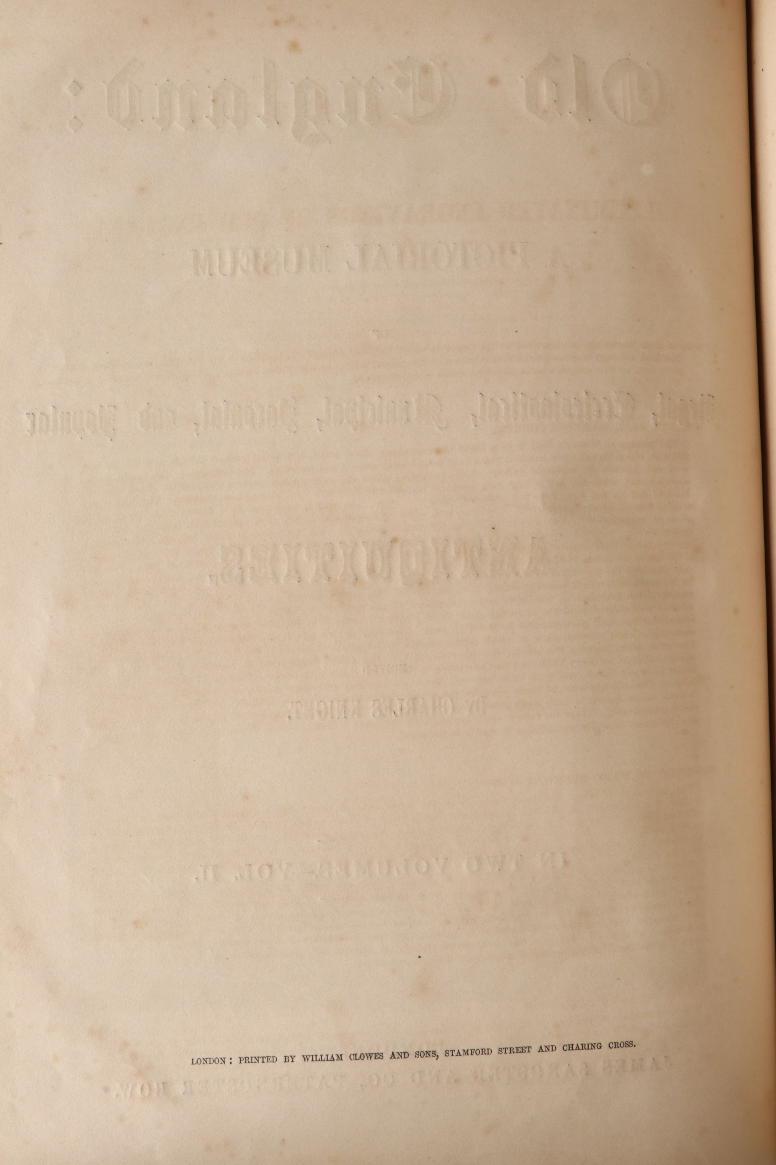 Illuminated "Old England" Two-Volume Set Edited by Charles Knight, Mid-19th C.