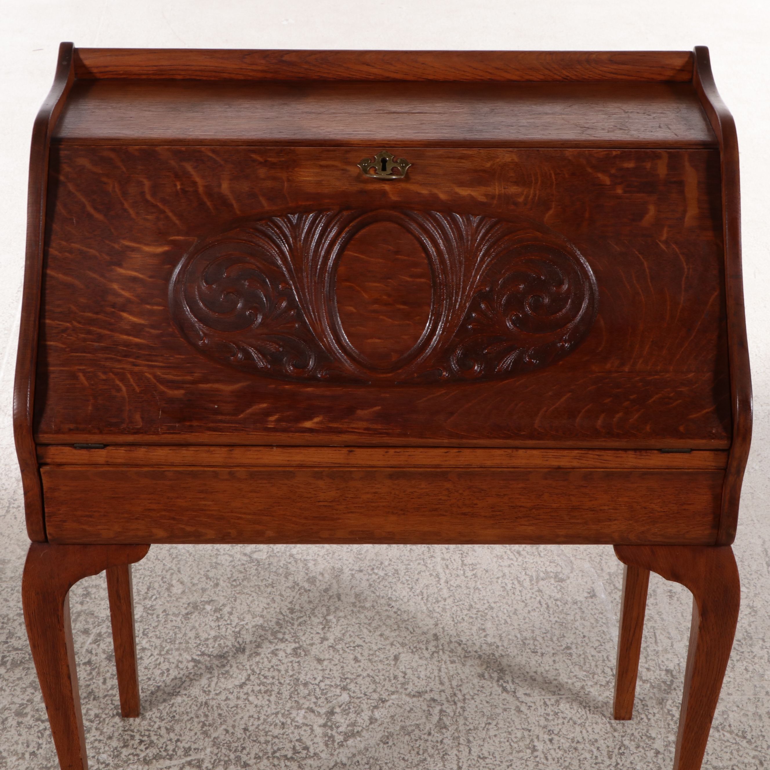 Late Victorian Oak Slant-Lid Desk with Tell City Chair, Late 19th/Early 20th C.