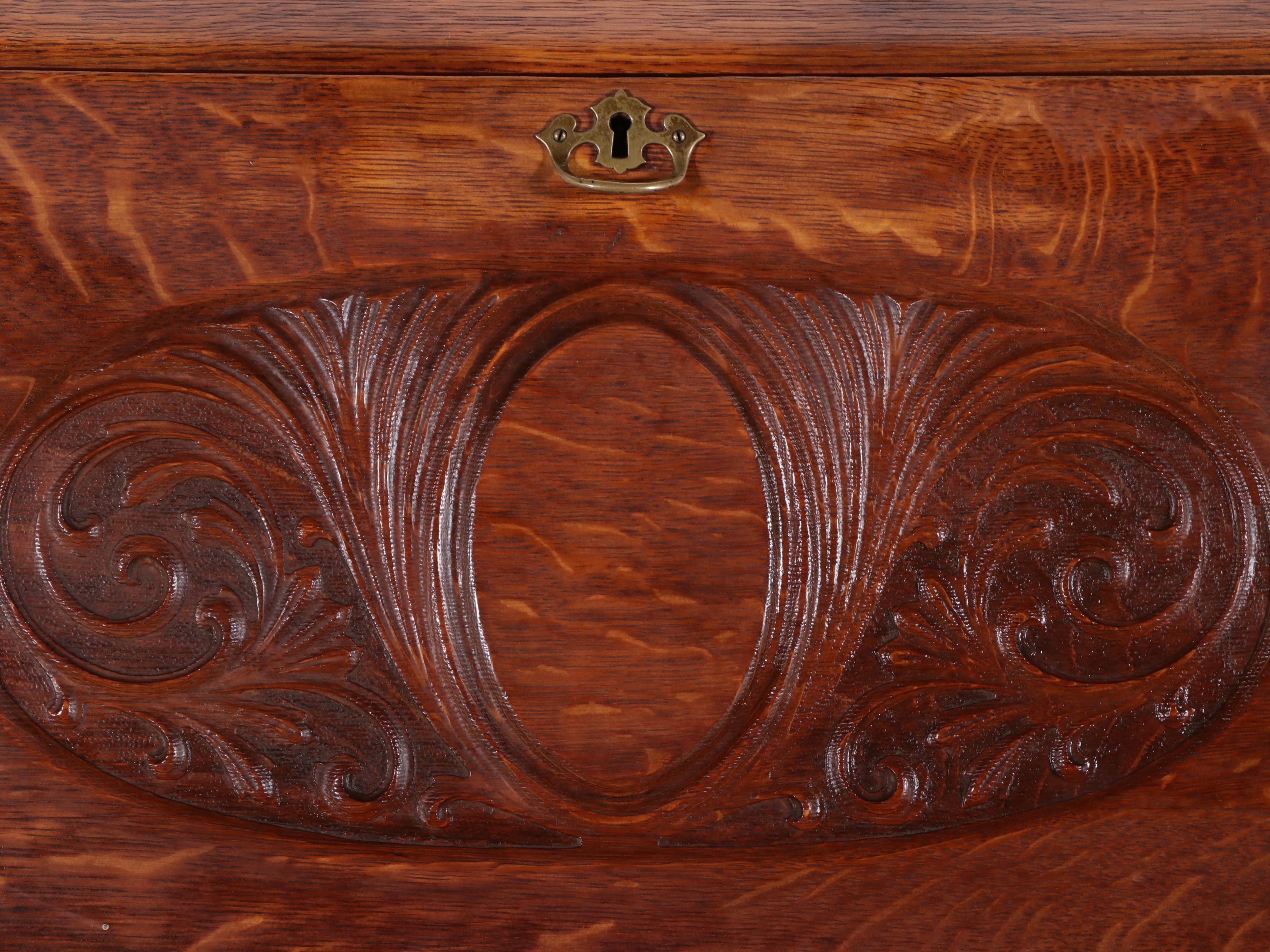 Late Victorian Oak Slant-Lid Desk with Tell City Chair, Late 19th/Early 20th C.