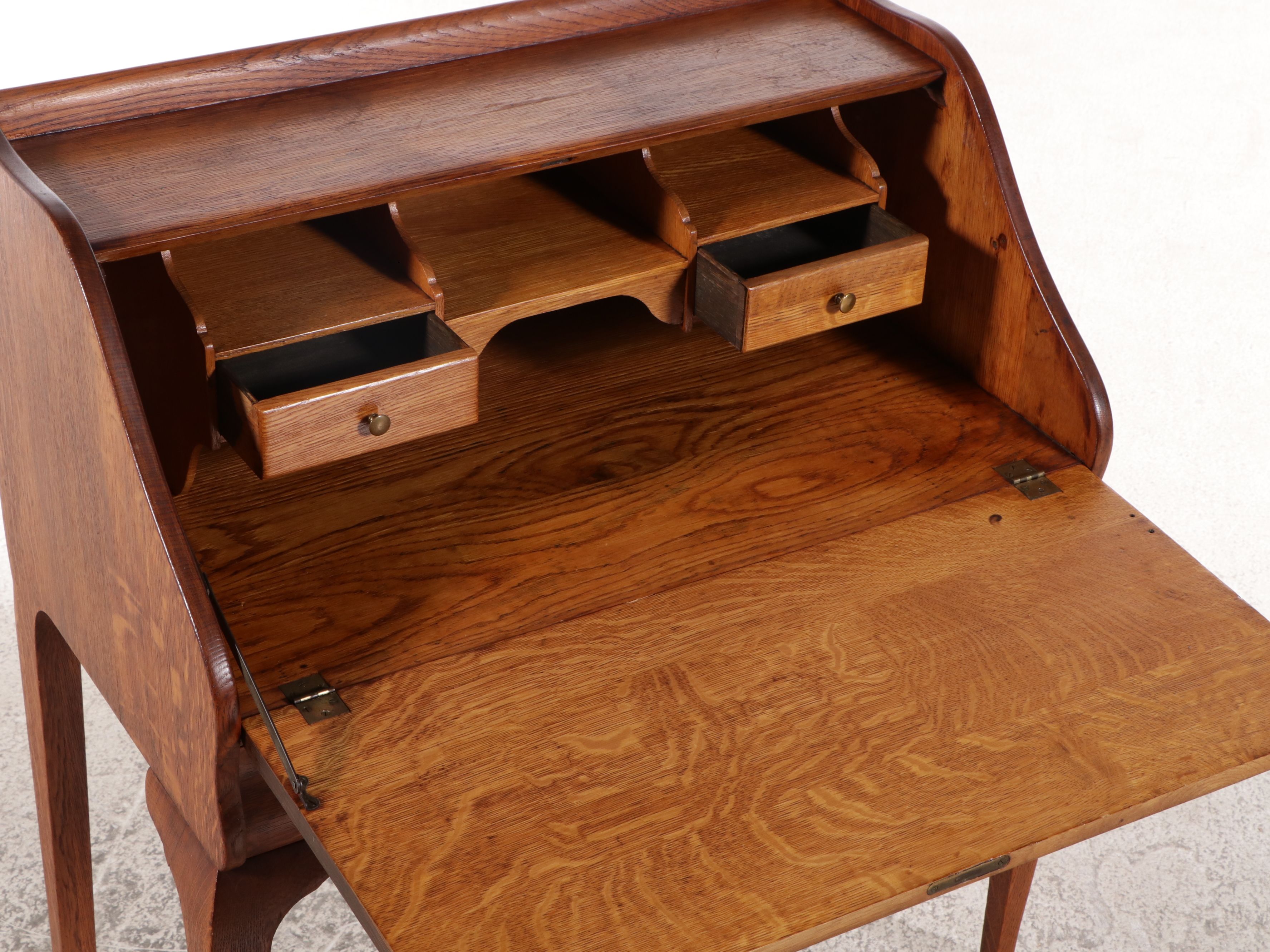 Late Victorian Oak Slant-Lid Desk with Tell City Chair, Late 19th/Early 20th C.