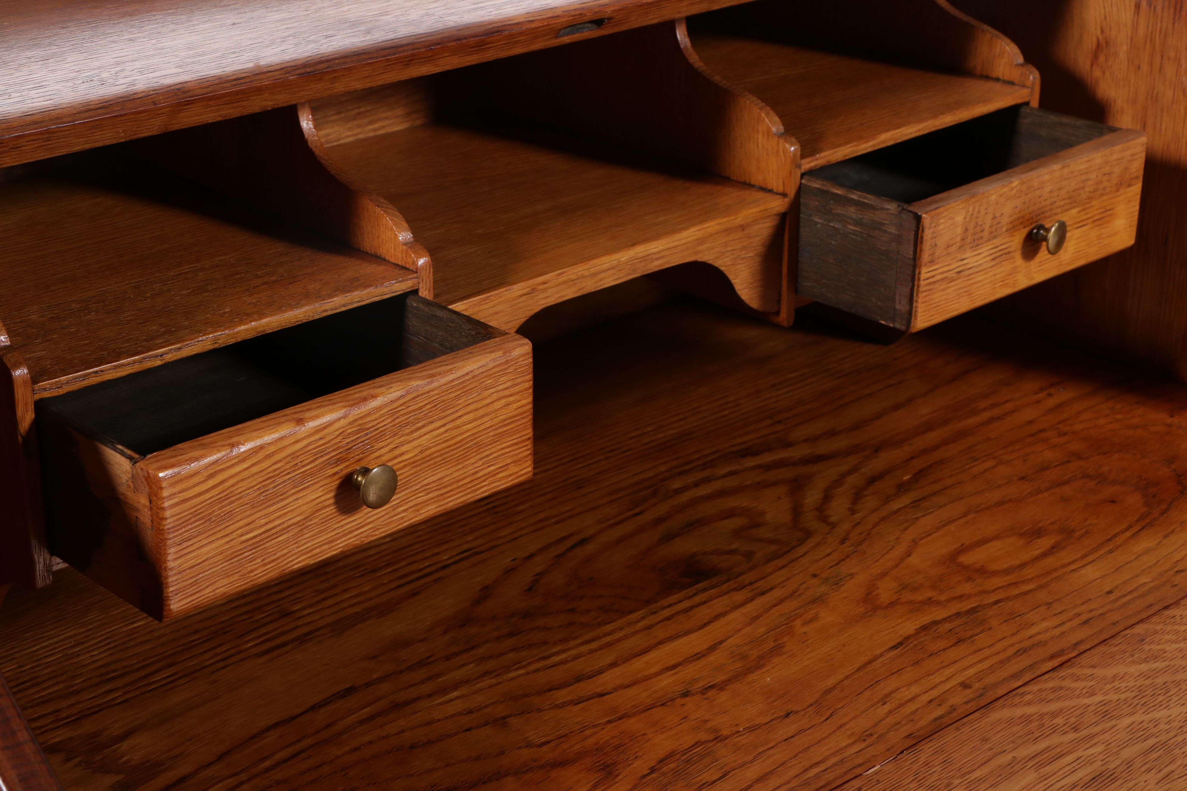 Late Victorian Oak Slant-Lid Desk with Tell City Chair, Late 19th/Early 20th C.