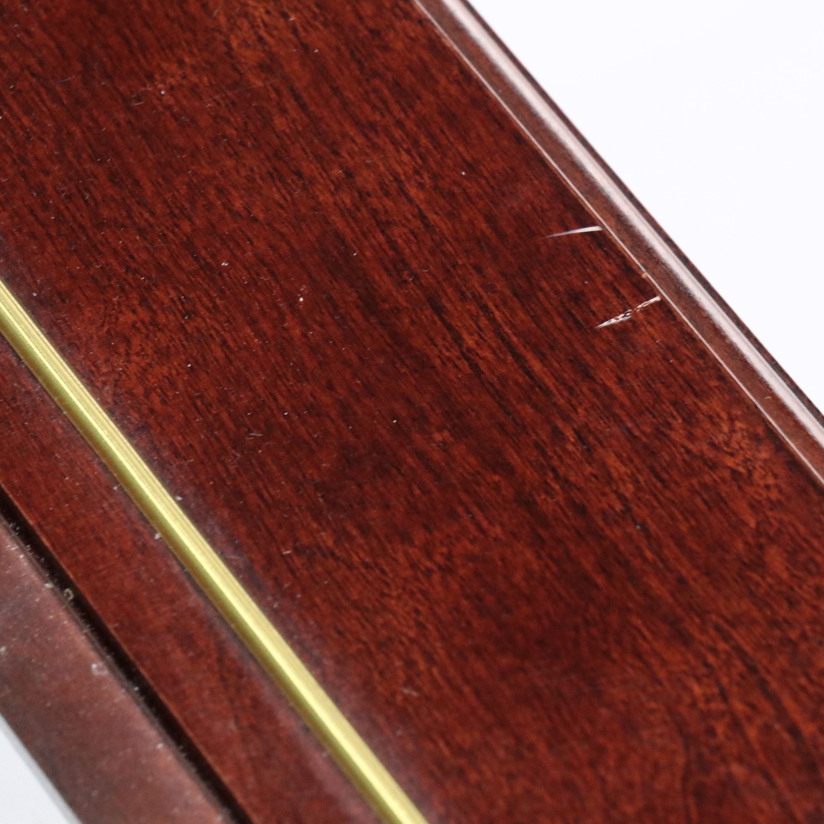 Brass-Inlaid Mahogany End Table with Glass Top