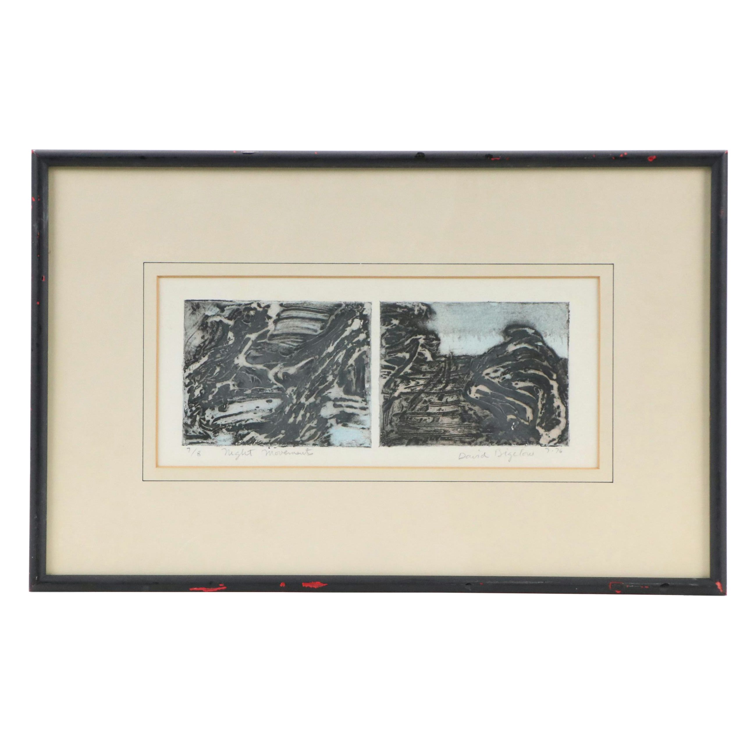 David Bigelow Etching "Night Movement," 1976