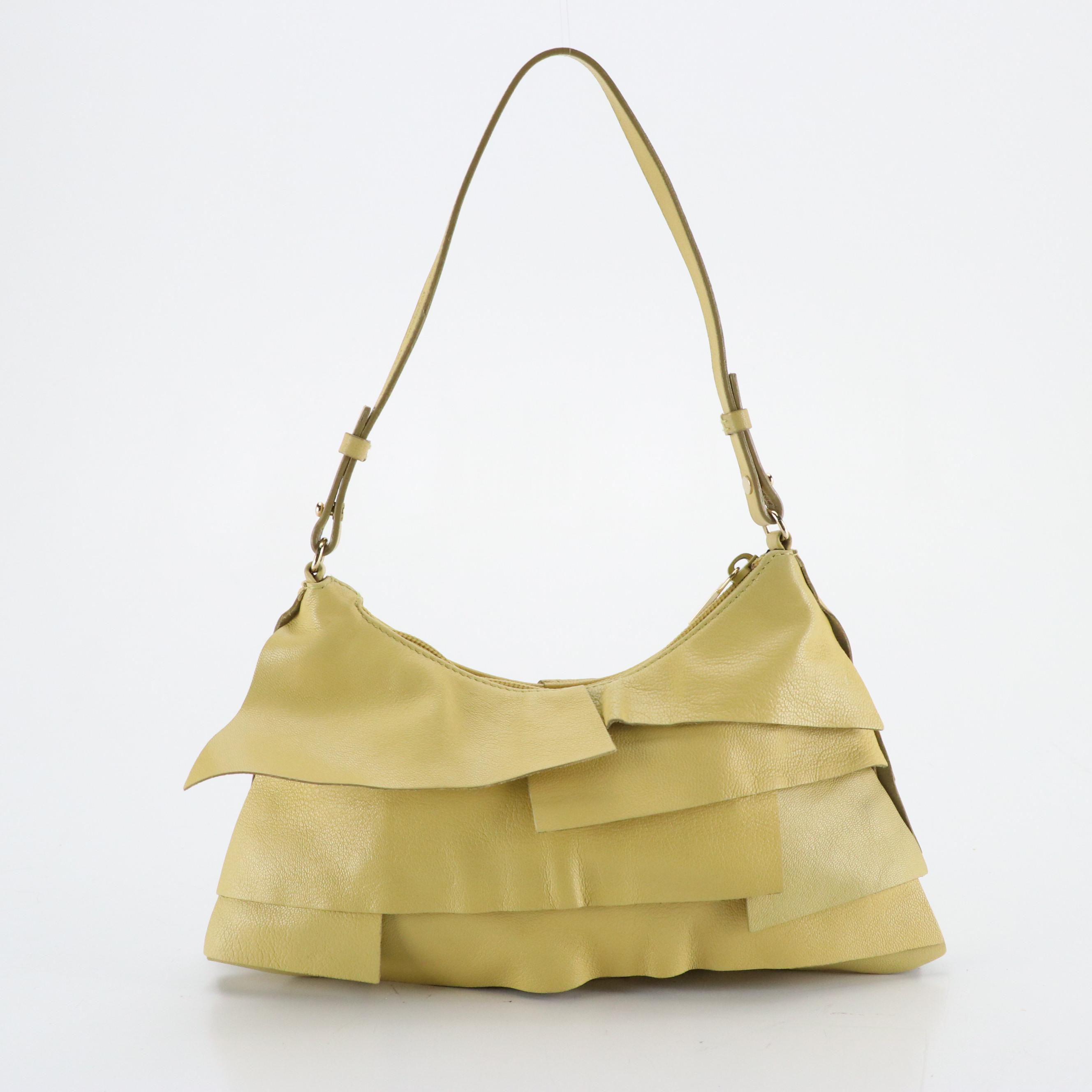 Yves Saint Laurent Rive Gauche Tiered Ruffle Leather St. Tropez Shoulder Bag