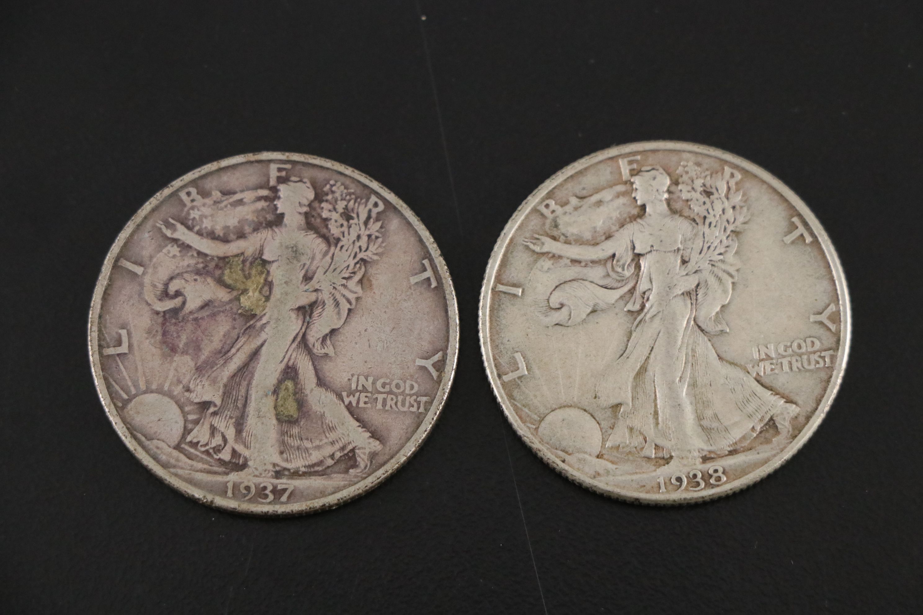 Seven Walking Liberty Silver Half Dollars